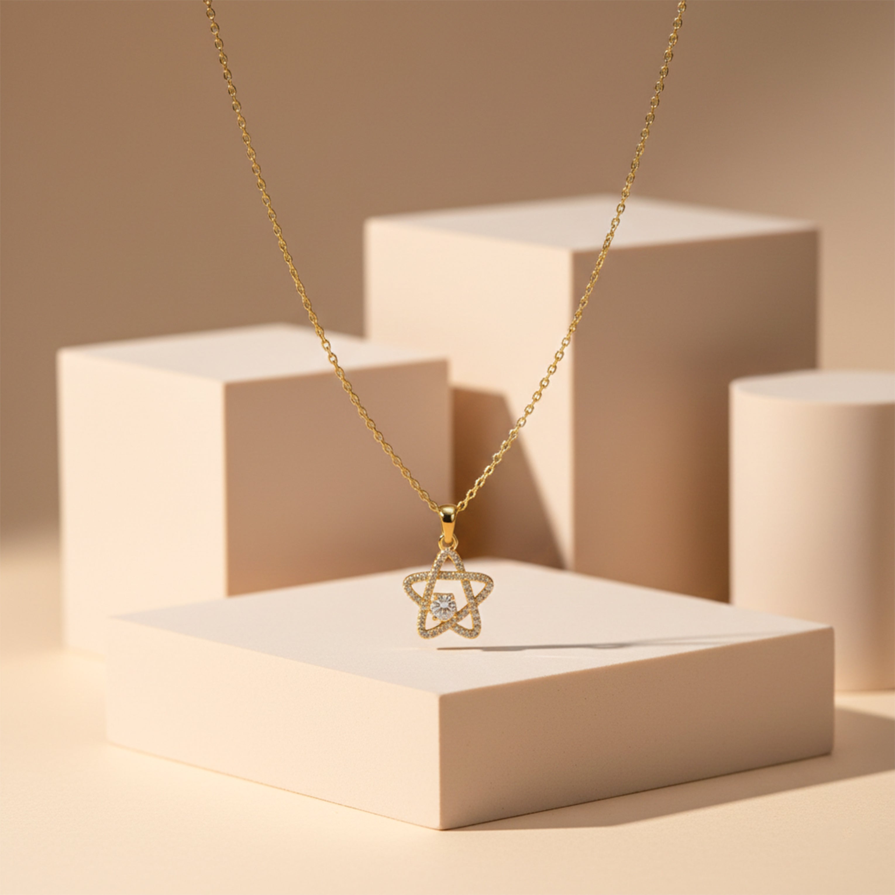 Gold Crystal Star Necklace for women - Finora Jewels