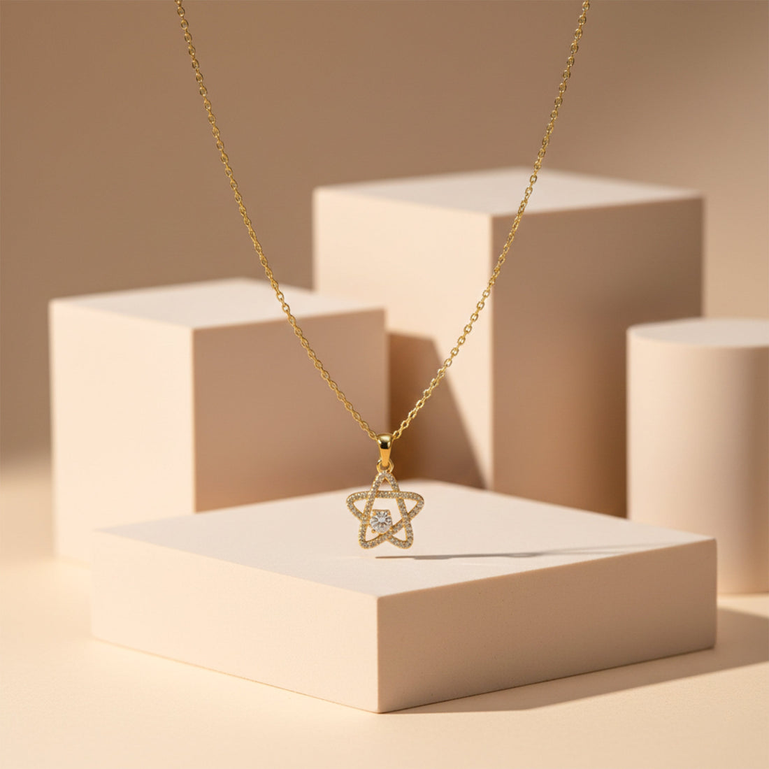 Gold Crystal Star Necklace for women - Finora Jewels
