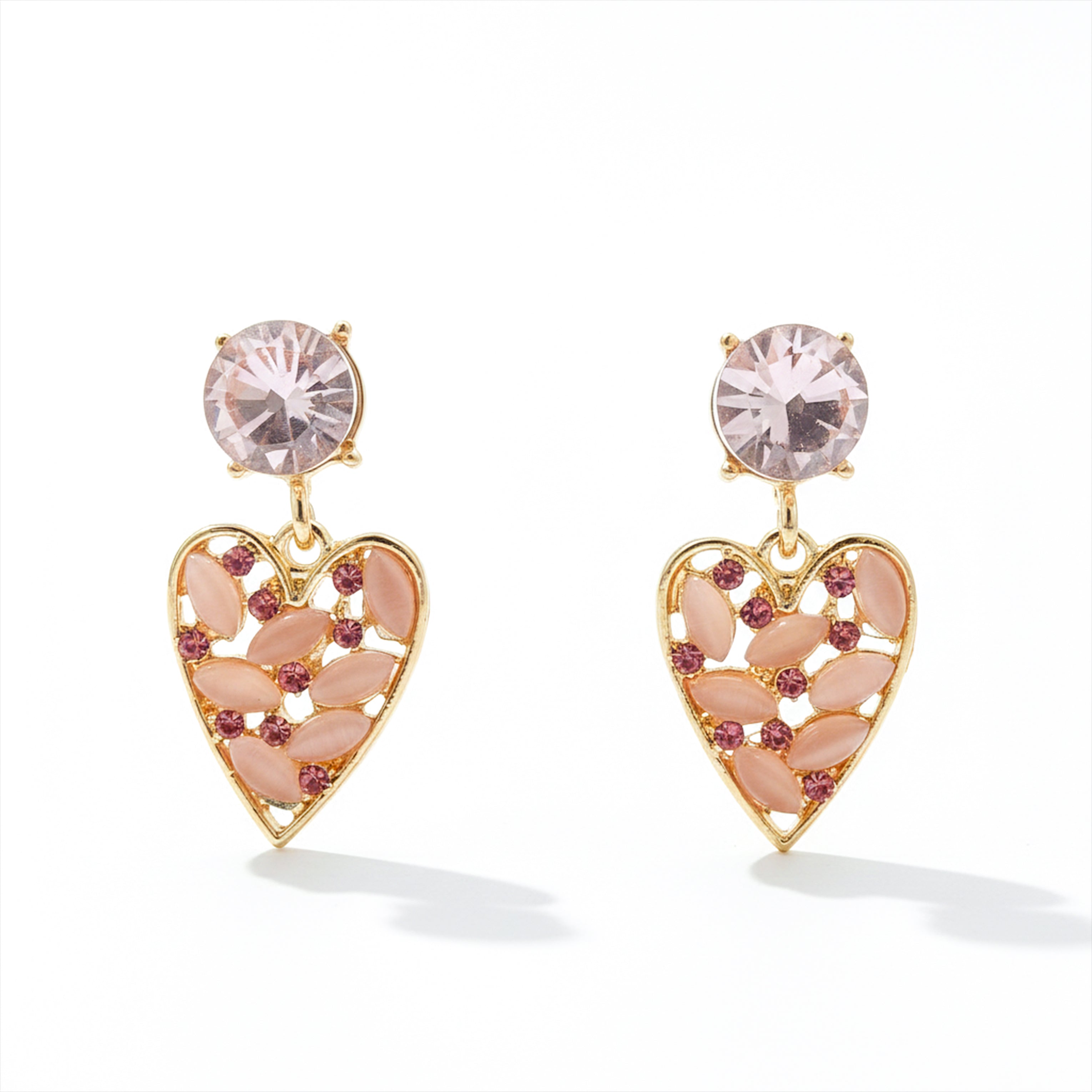 Gold Blush Heart Stud Earrings for women - Finora Jewels