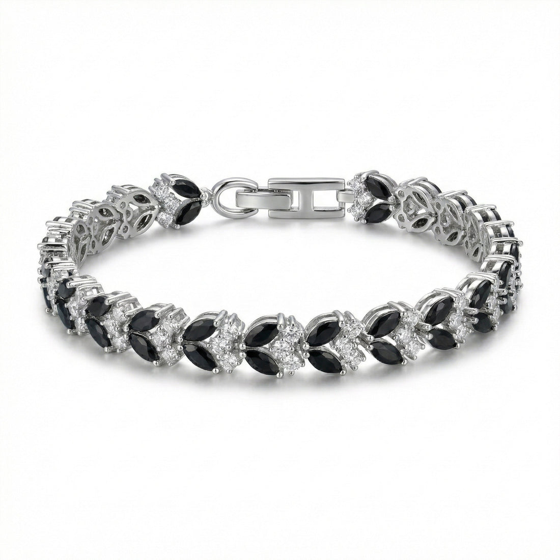 Black Marquise CZ Tennis Bracelet for women in Silver - Finora Jewels