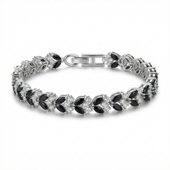 Silver Plated Black Marquise CZ Tennis Bracelet
