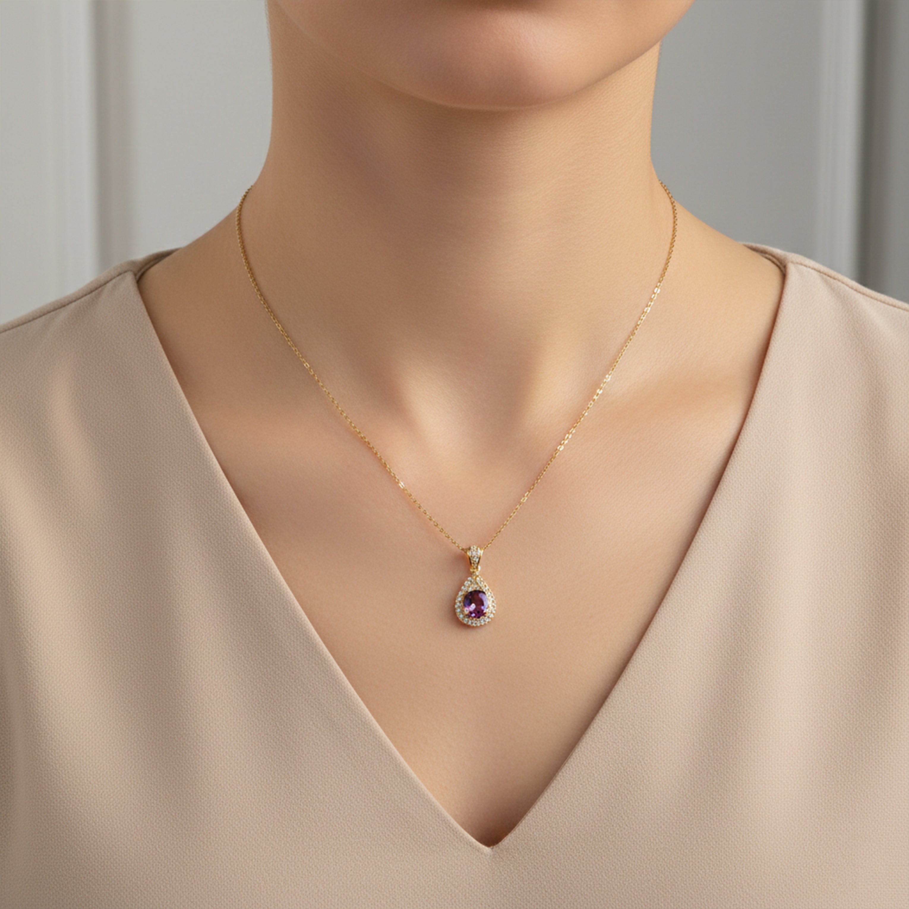 Crimson Encircled Dangle Locket Link Set GWN -73