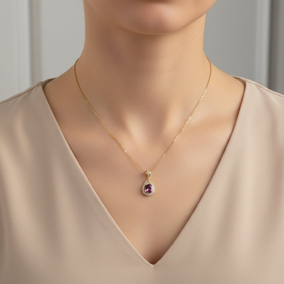 Crimson Encircled Dangle Locket Link Set GWN -73