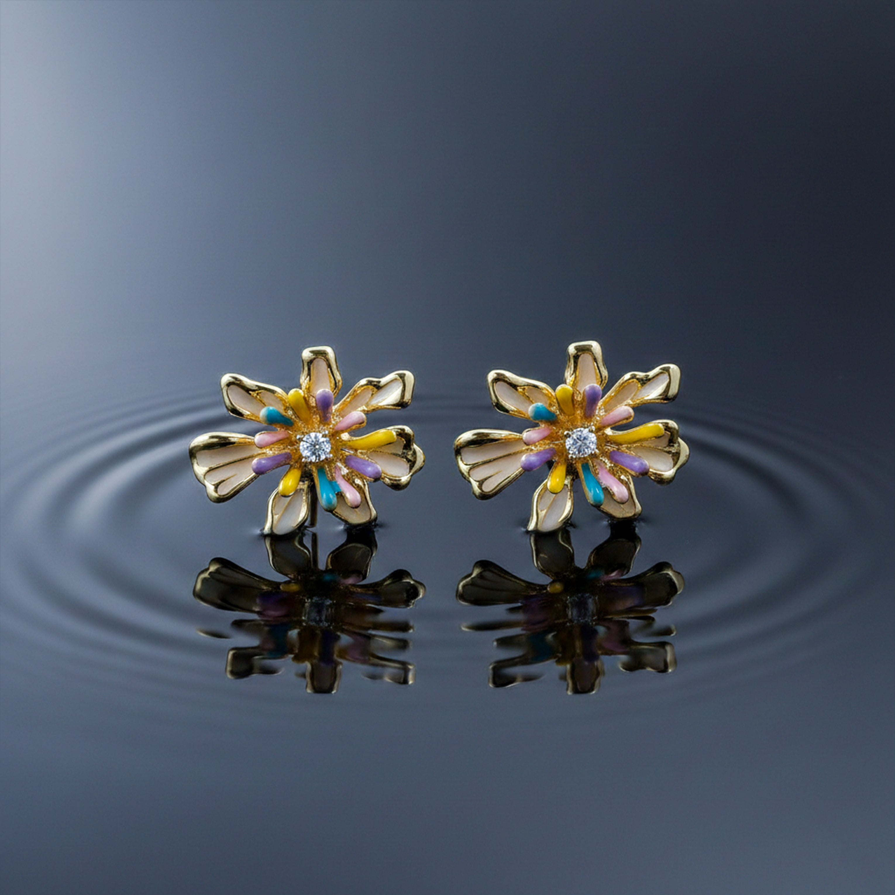 Rainbow Bloom Post Ear Studs GWE -154