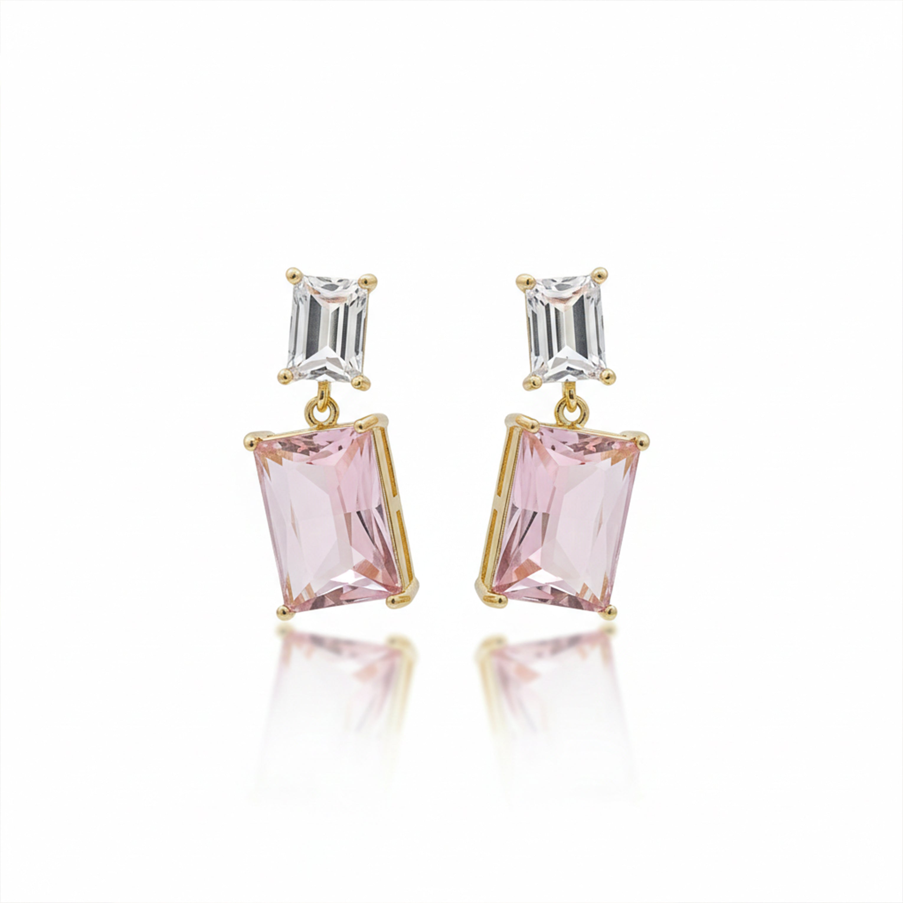 Prism Cubic Zirconia Dangle Ear Studs GWE -161