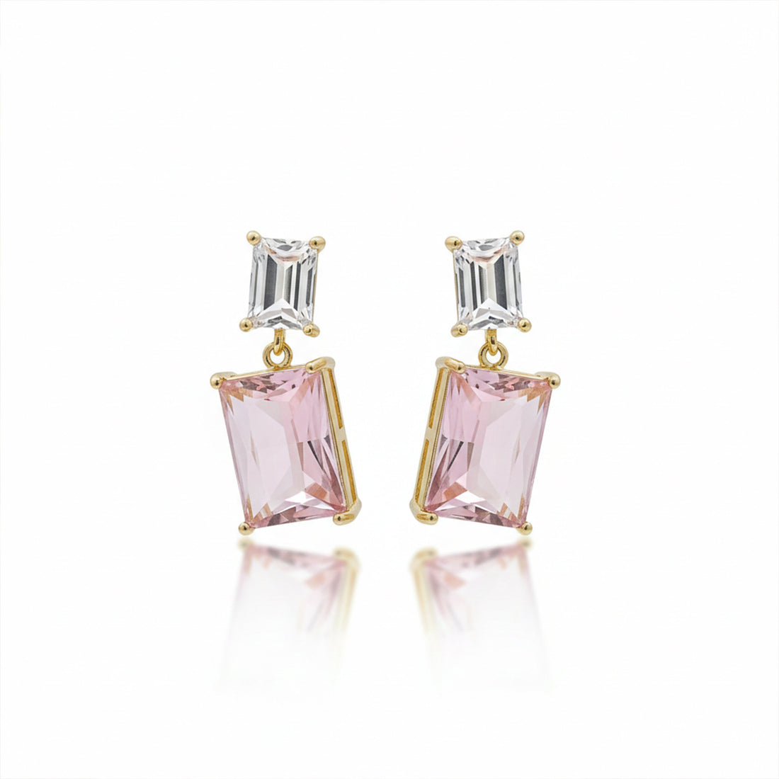 Prism Cubic Zirconia Dangle Ear Studs GWE -161