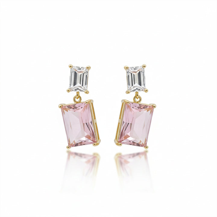 Prism Cubic Zirconia Dangle Ear Studs GWE -161