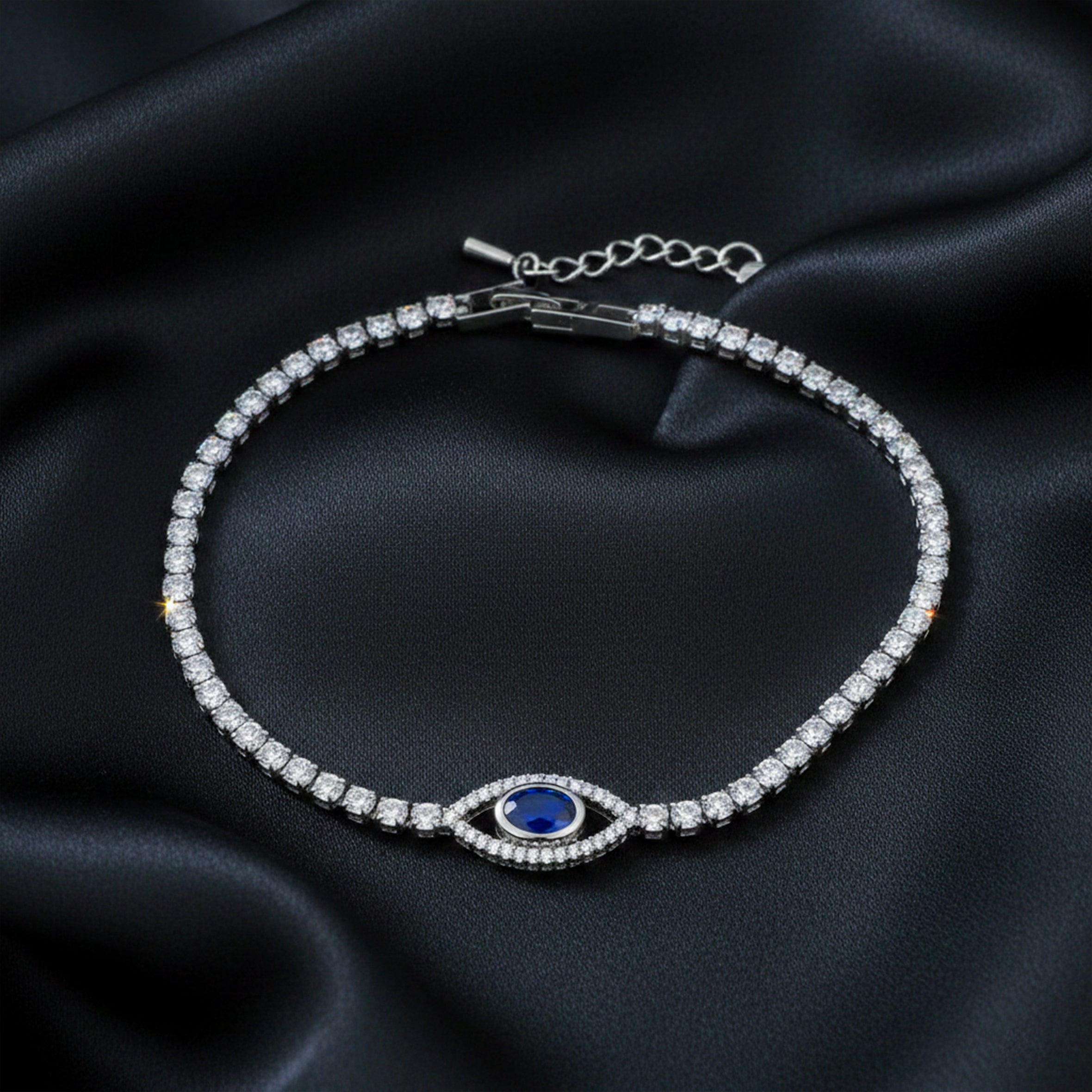 Blue Evil Eye Tennis Bracelet for women in Gold - Finora Jewels