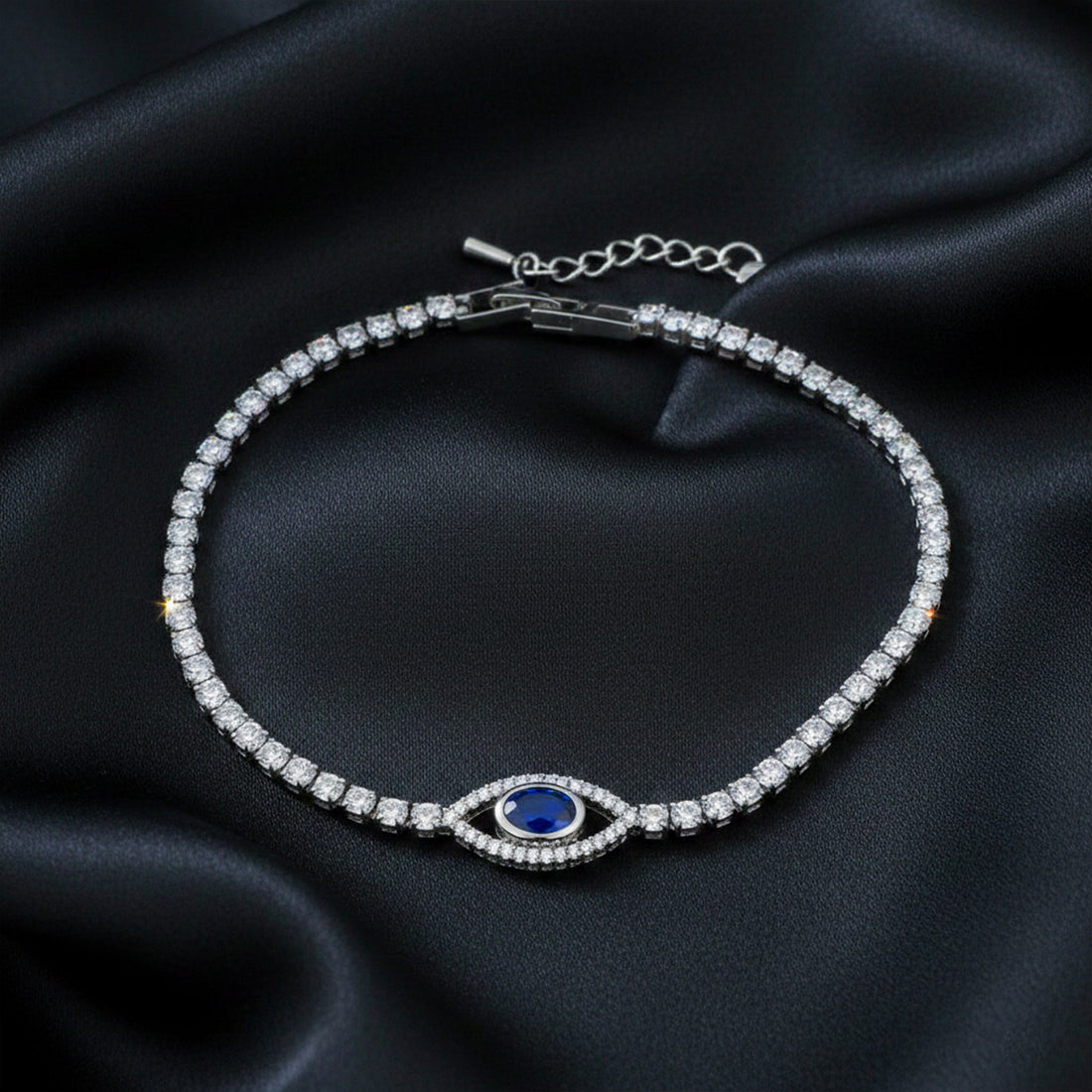 Blue Evil Eye Tennis Bracelet for women in Gold - Finora Jewels