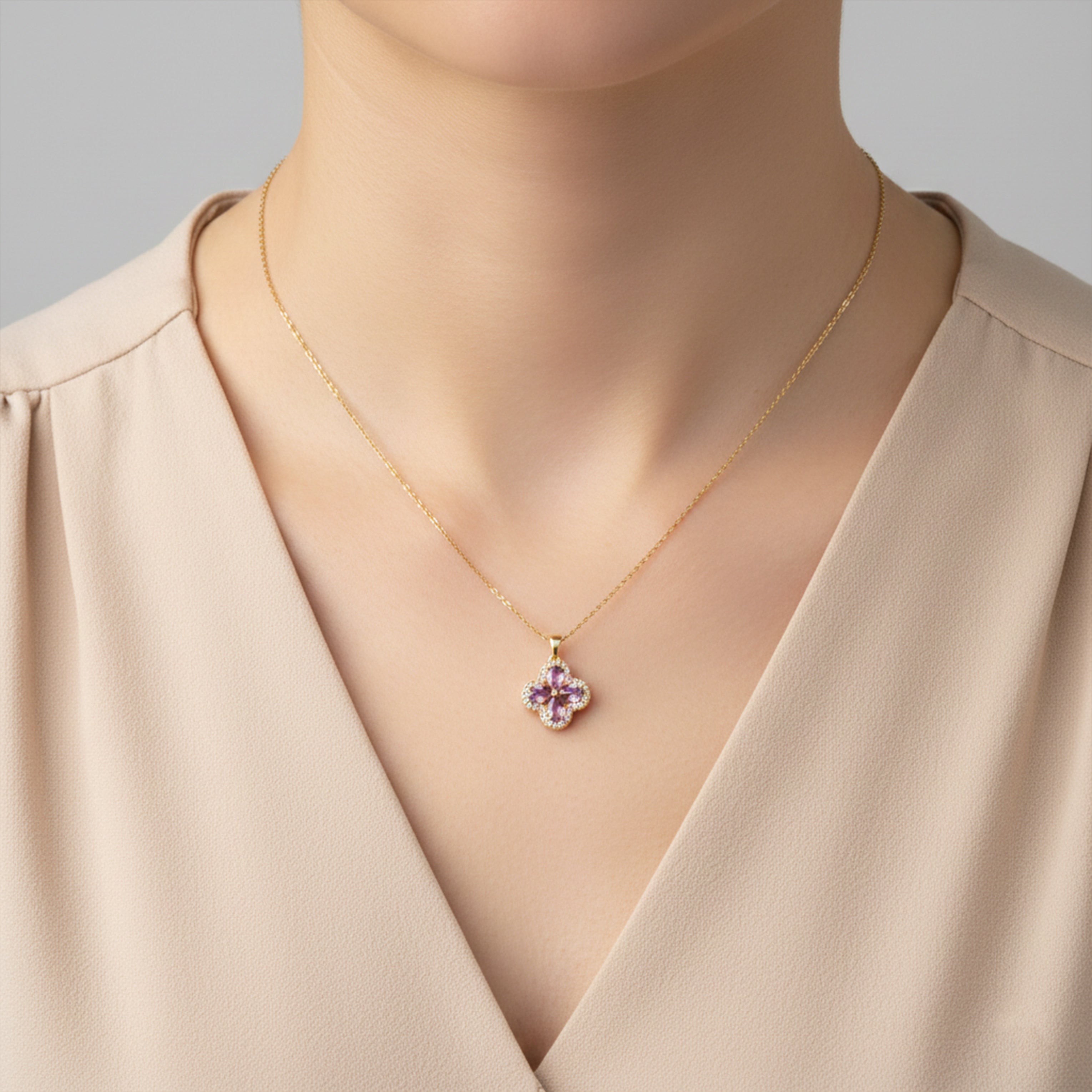 Lilac Foliage Locket Link Set GWN -97