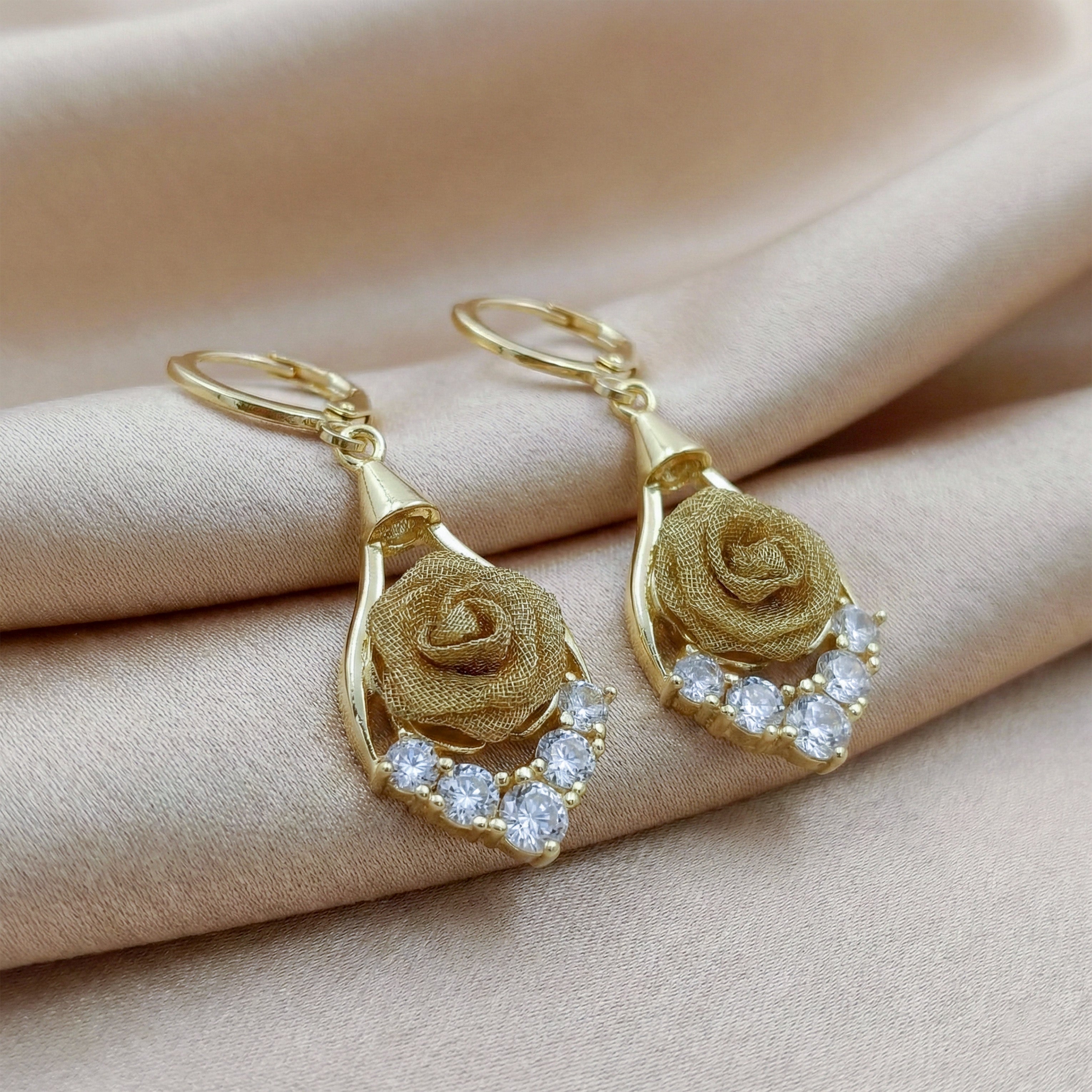 Gold Drop Drop Earrings for women - Finora Jewels