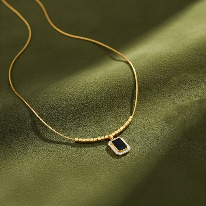 Contemporary Black Enamel Women Neckless GWN -114