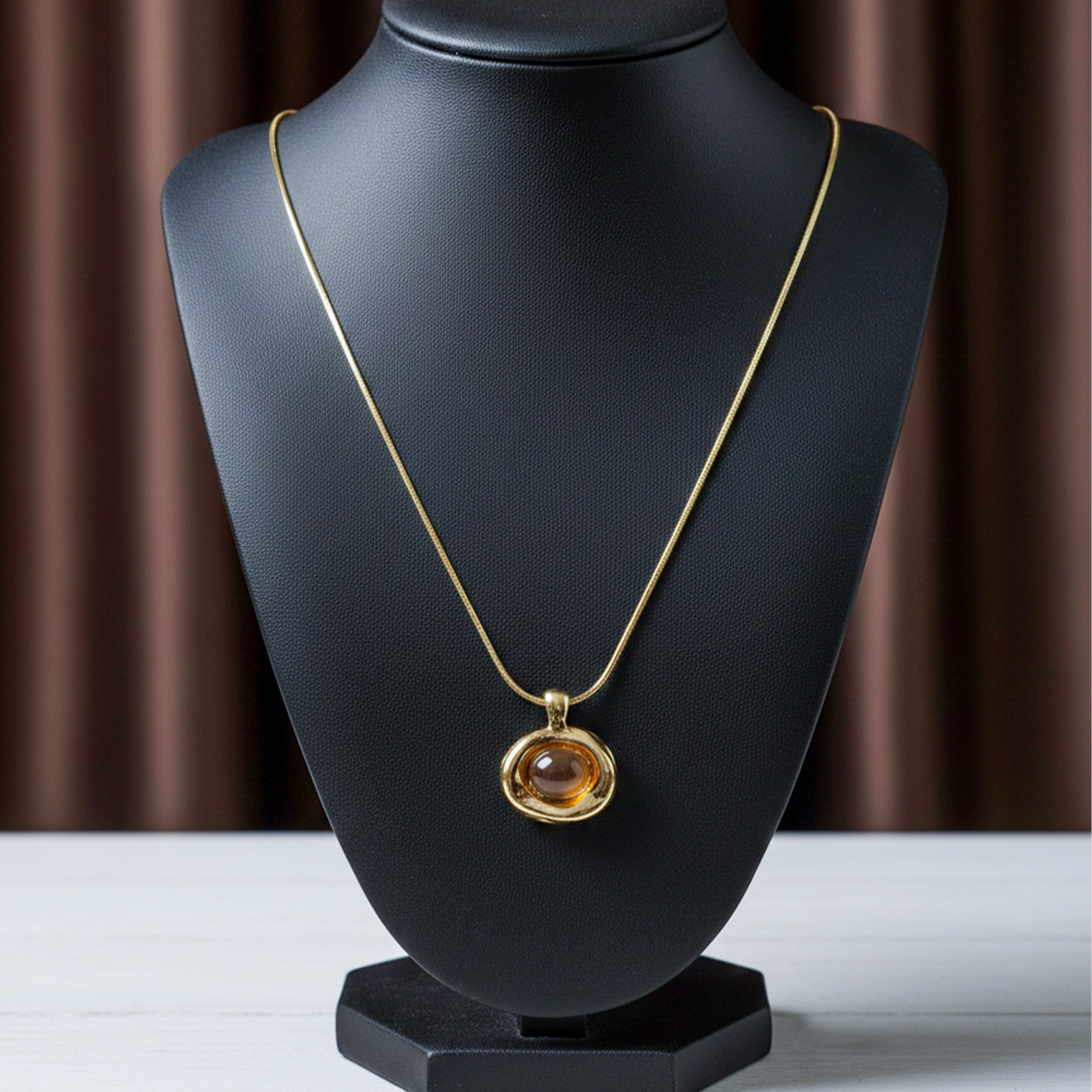 Amber Gold Locket Link Set GWN -66