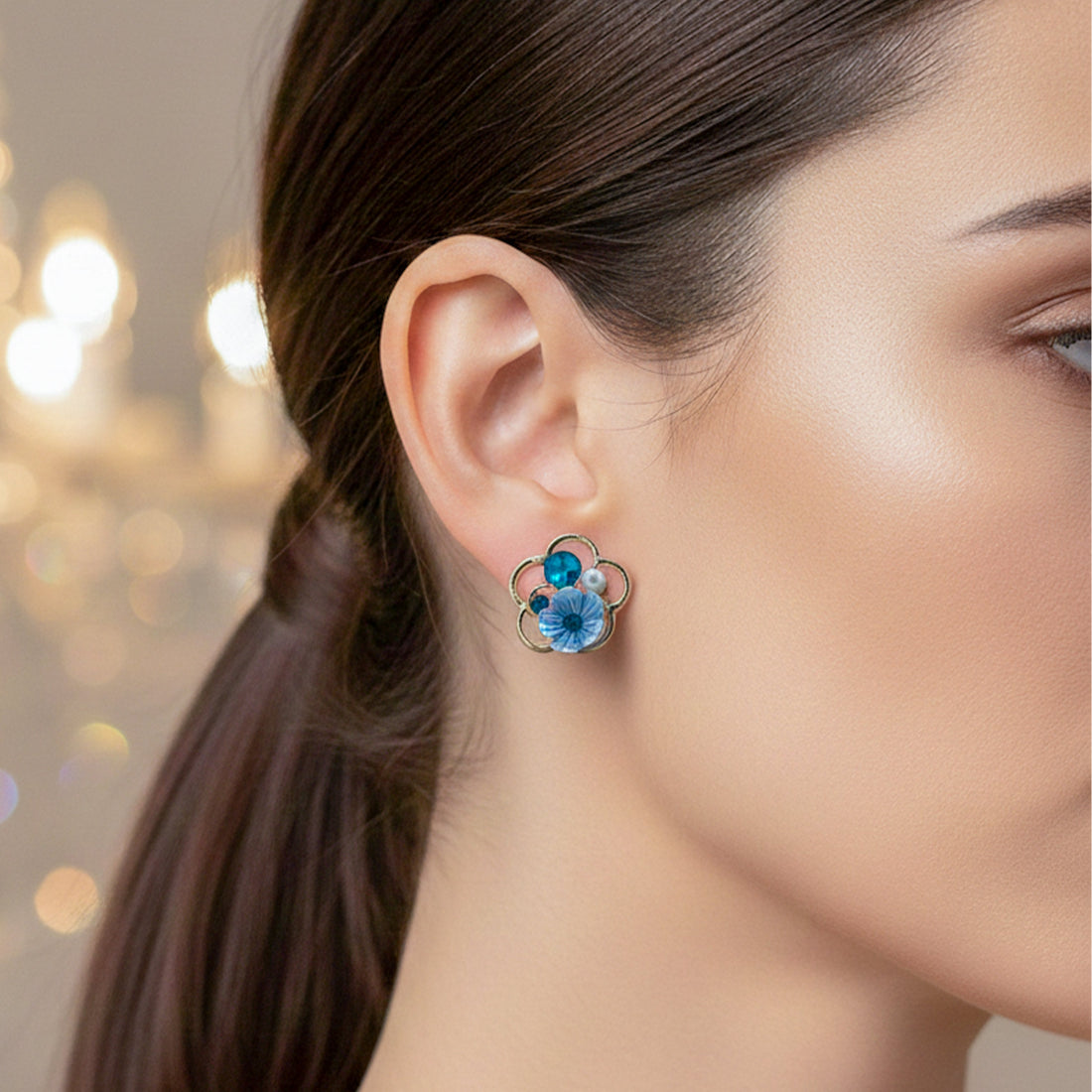 Sky Bloom Post Ear Studs GWE -236