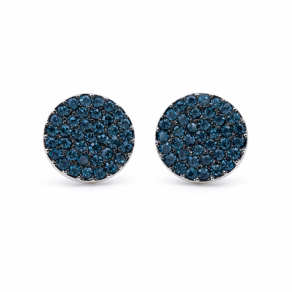 Gold Midnight Blue Pavé Stud Stud Earrings for women - Finora Jewels