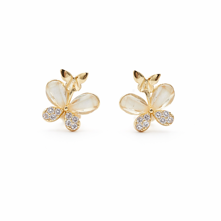 Gold-Toned Papillon Bloom Studs GWE -109