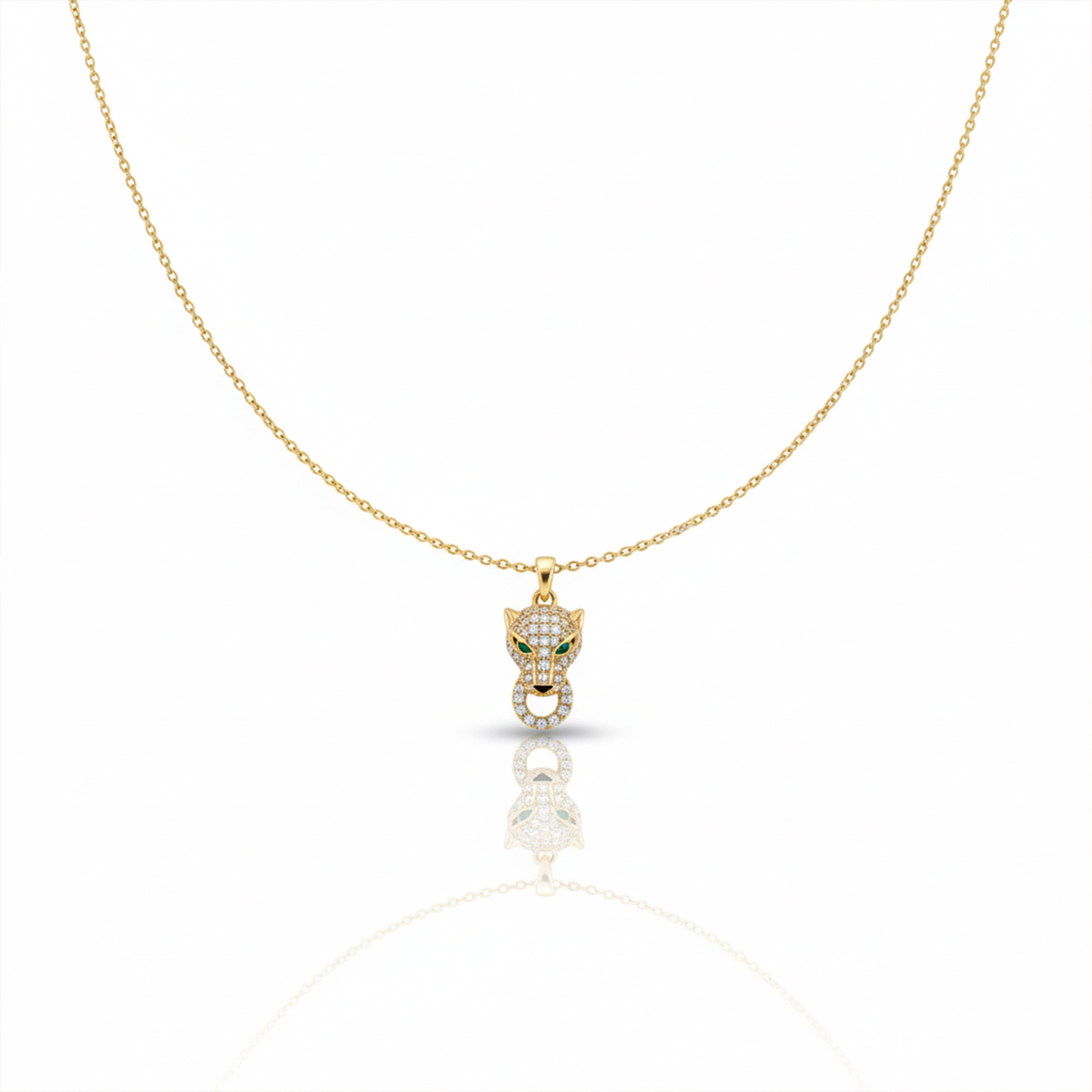 Gold Panther Zirconia Locket Link Set GWN -81