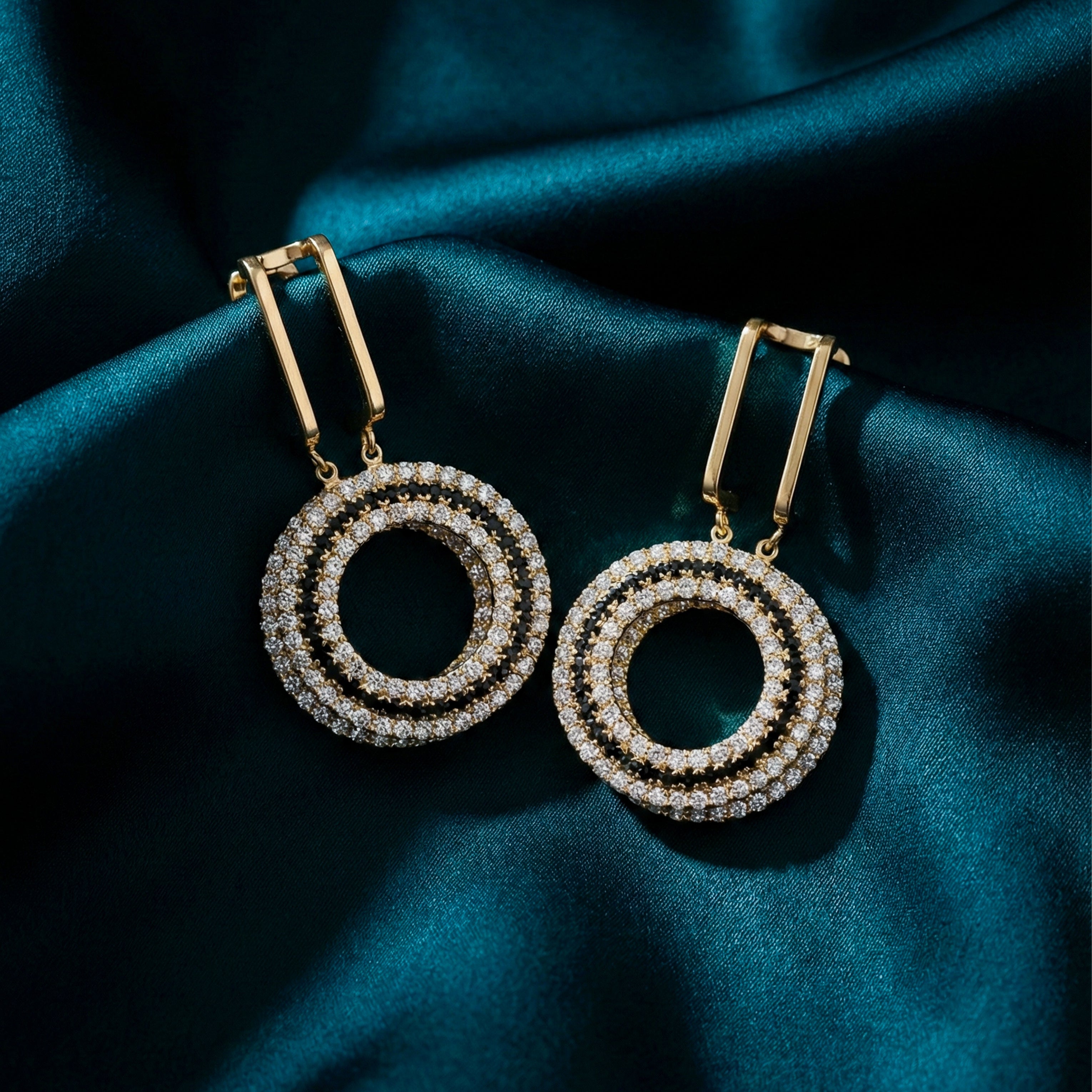 Regal Noir Cubic Zirconia Dangle Ear Studs GWE -162