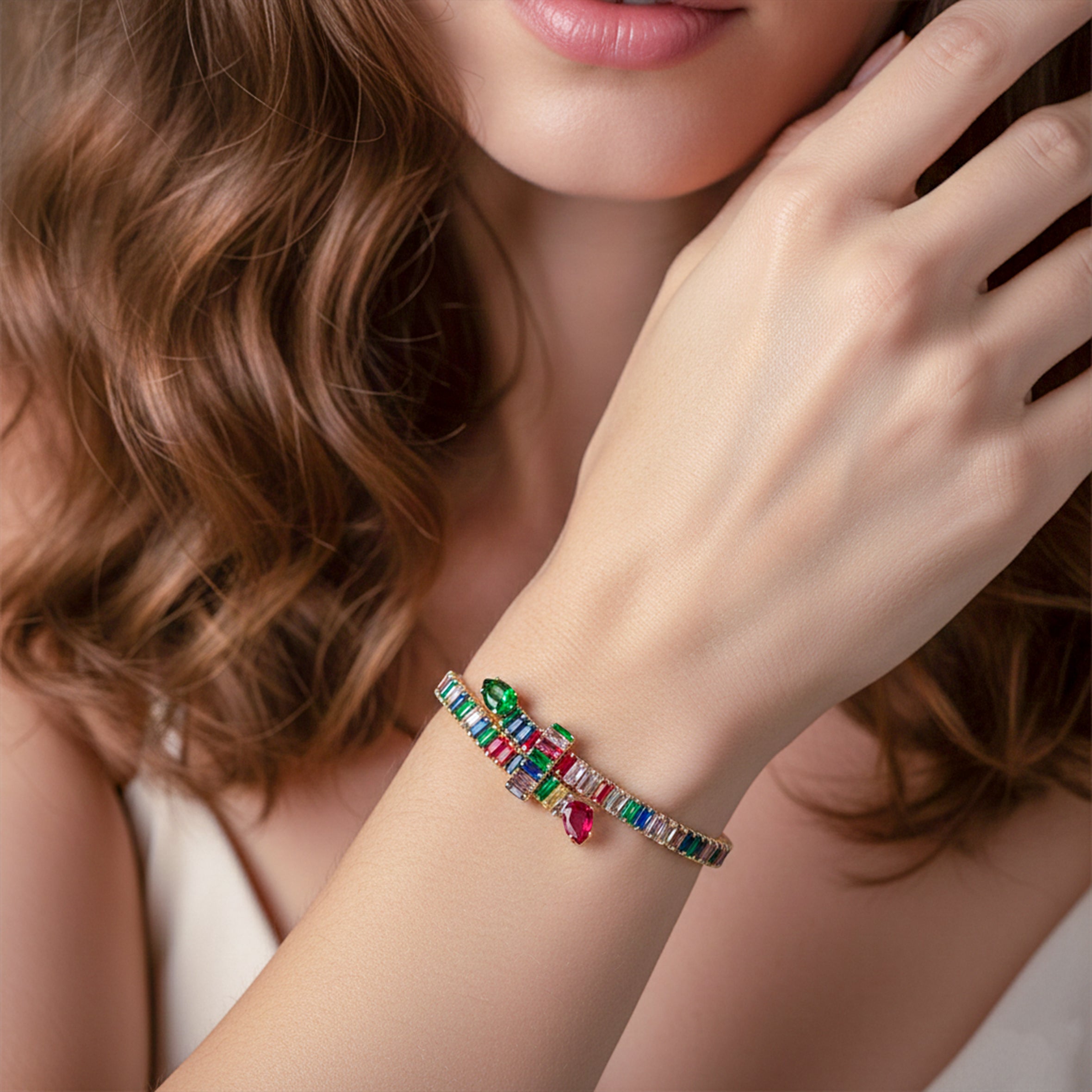 Rainbow Baguette Bracelet for women in Gold - Finora Jewels