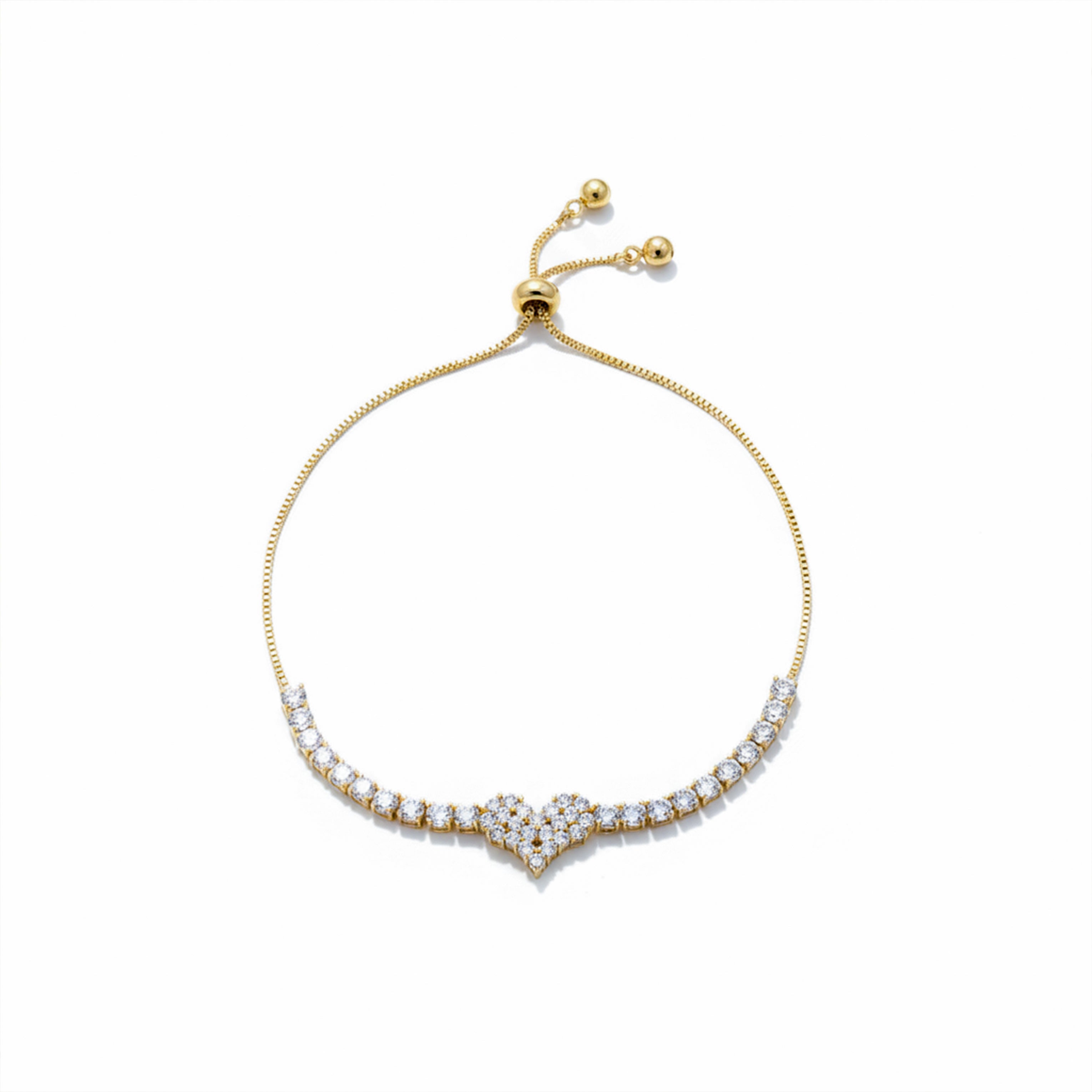 Gold Sparkle Heart Bracelet for women - Finora Jewels
