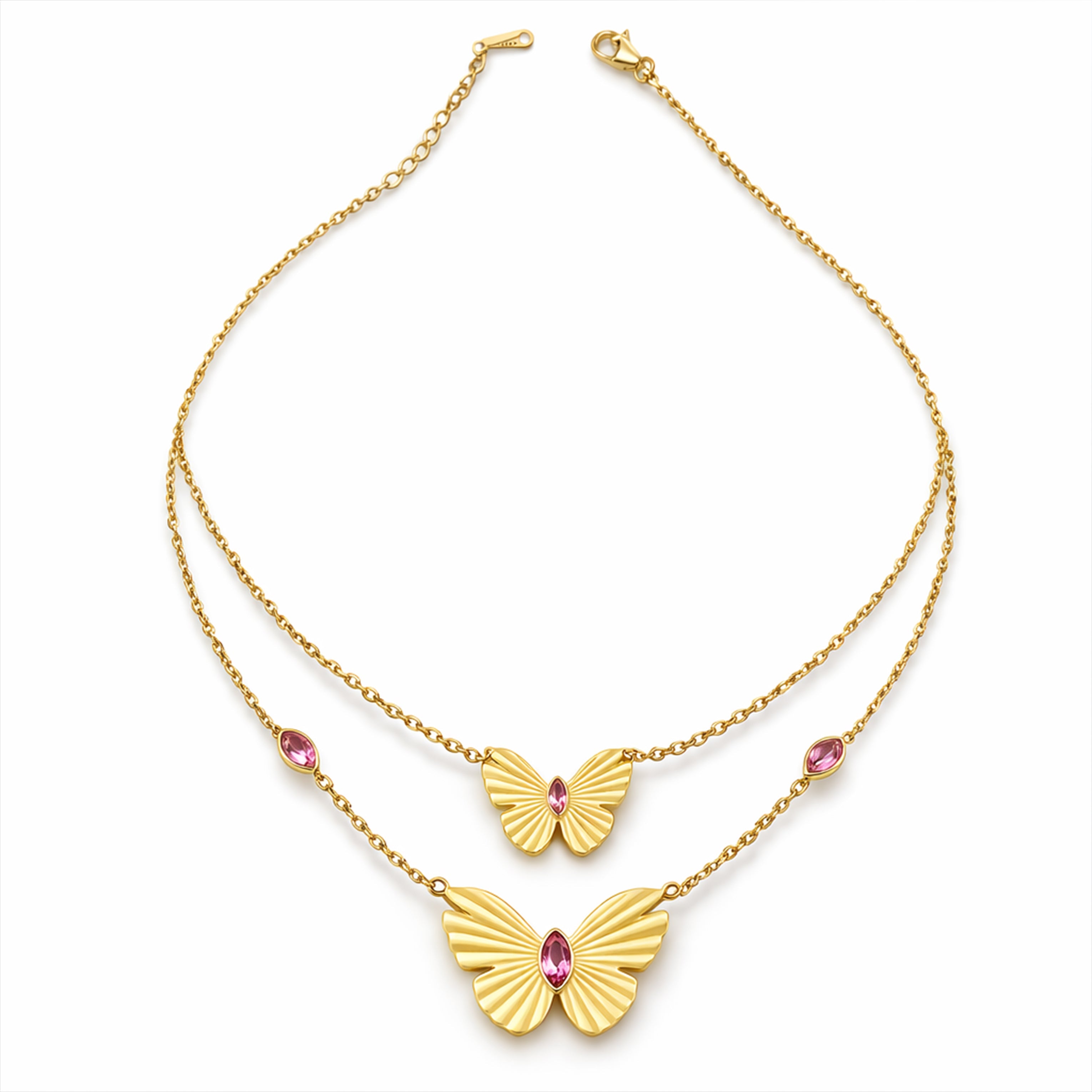 Duo-Tiered Gold-Toned Papillon Women Neckless GWN -113