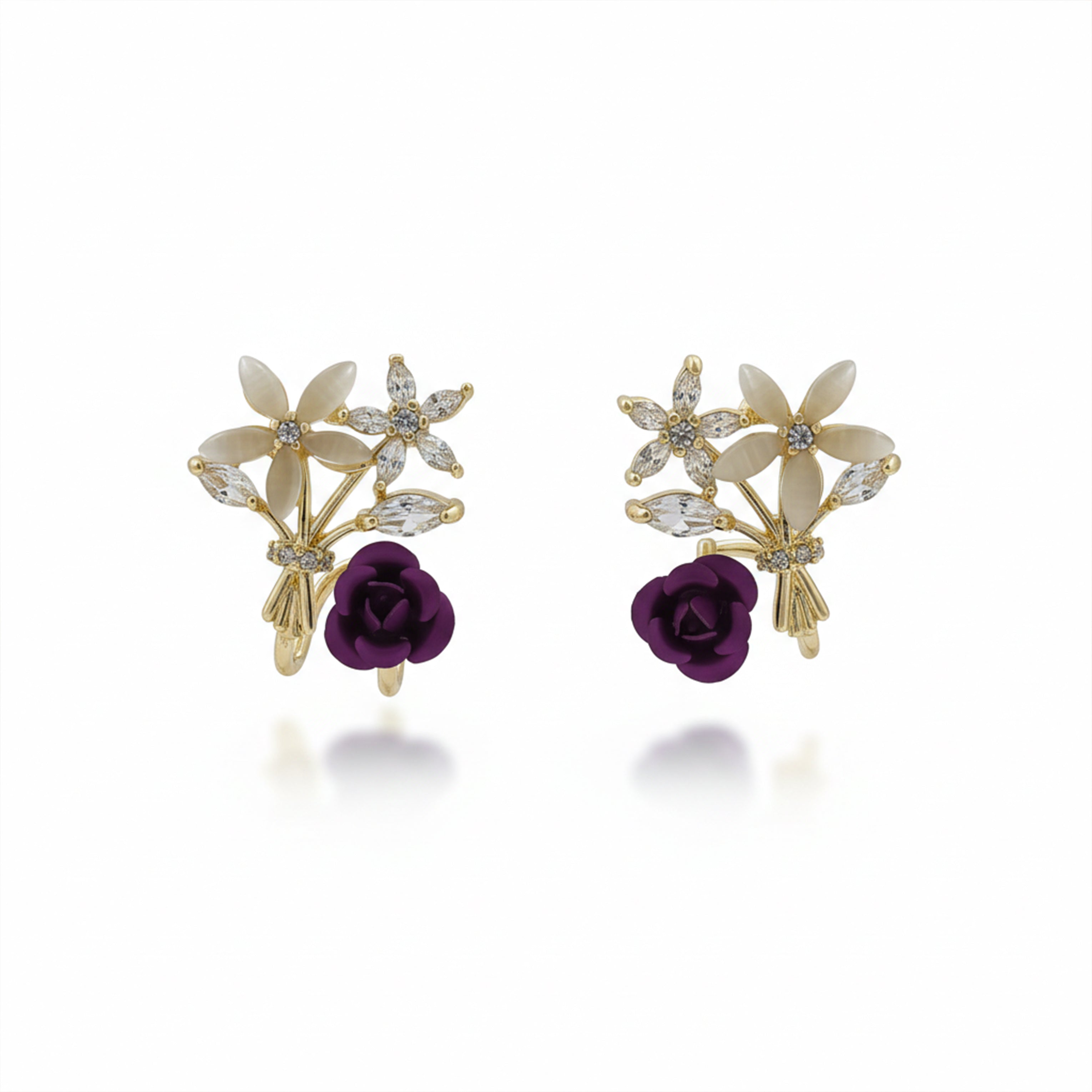 Crystal Stud Stud Earrings for women in Gold - Finora Jewels