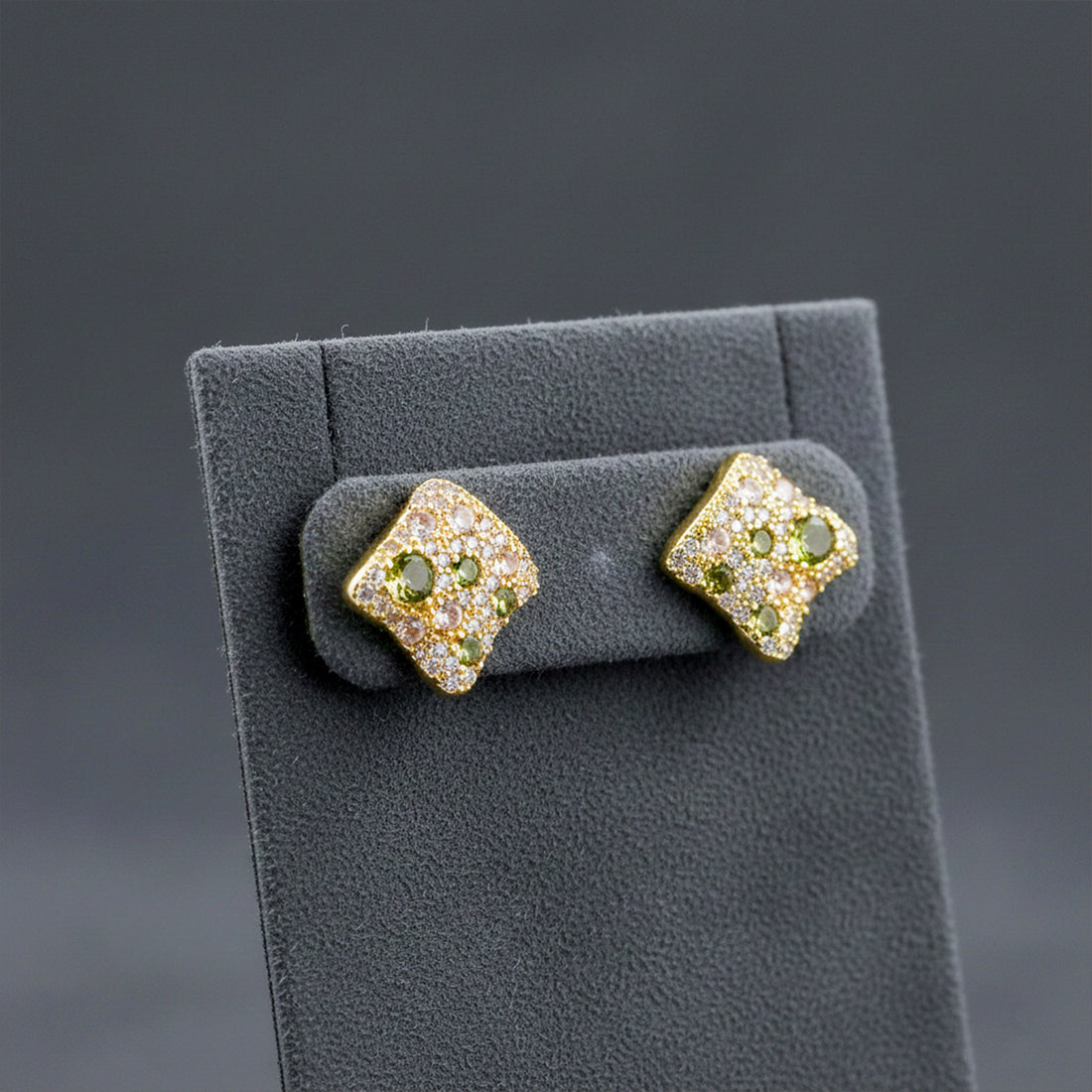 Multicolor Cubic Zirconia Square-Cut-Cut Post Ear Studs GWE -139
