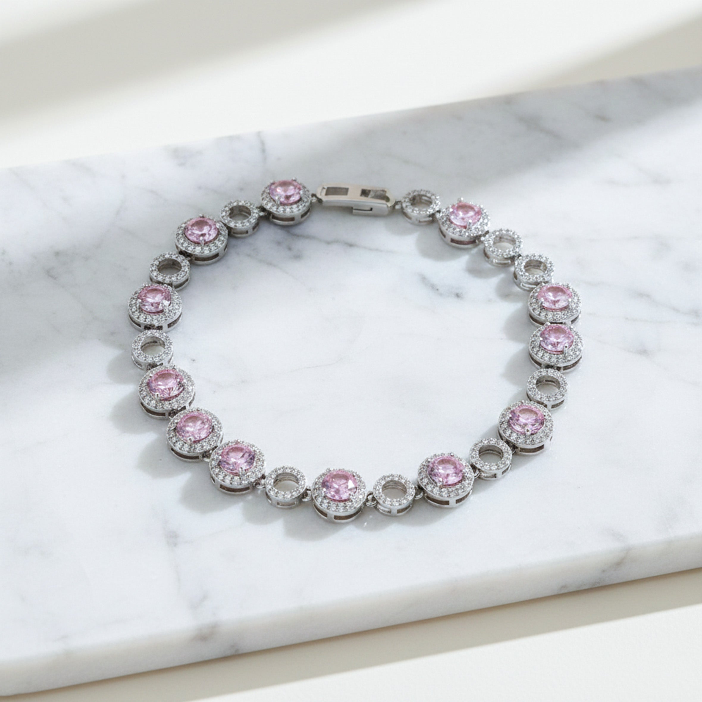 Pink Halo Bracelet for women in Silver - Finora Jewels