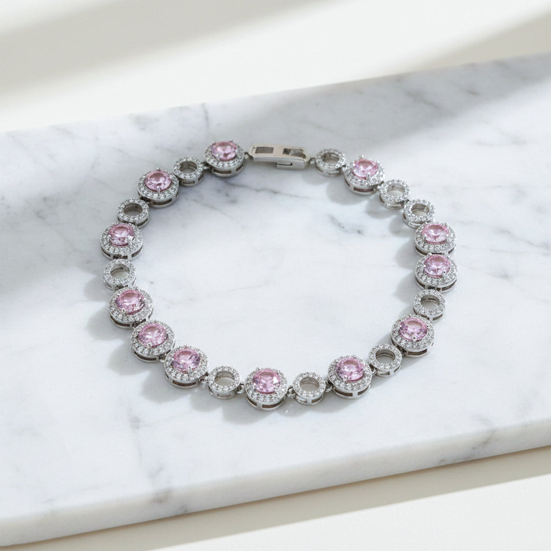 Pink Halo Bracelet for women in Silver - Finora Jewels