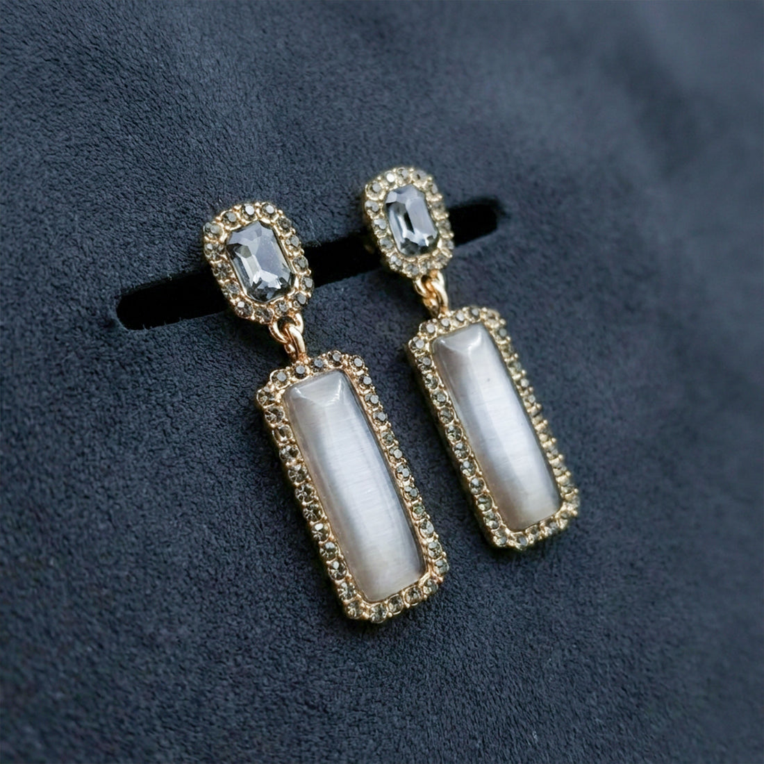 Women Stud Earrings Rectangular Drop Gold jewellery - Finora Jewels