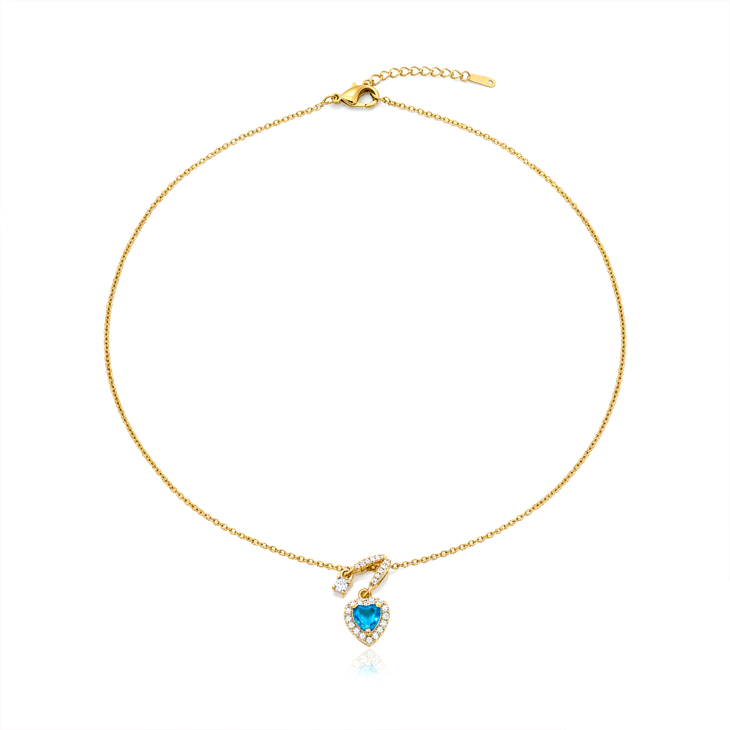 Women Necklace Blue Heart Drop Gold jewellery - Finora Jewels