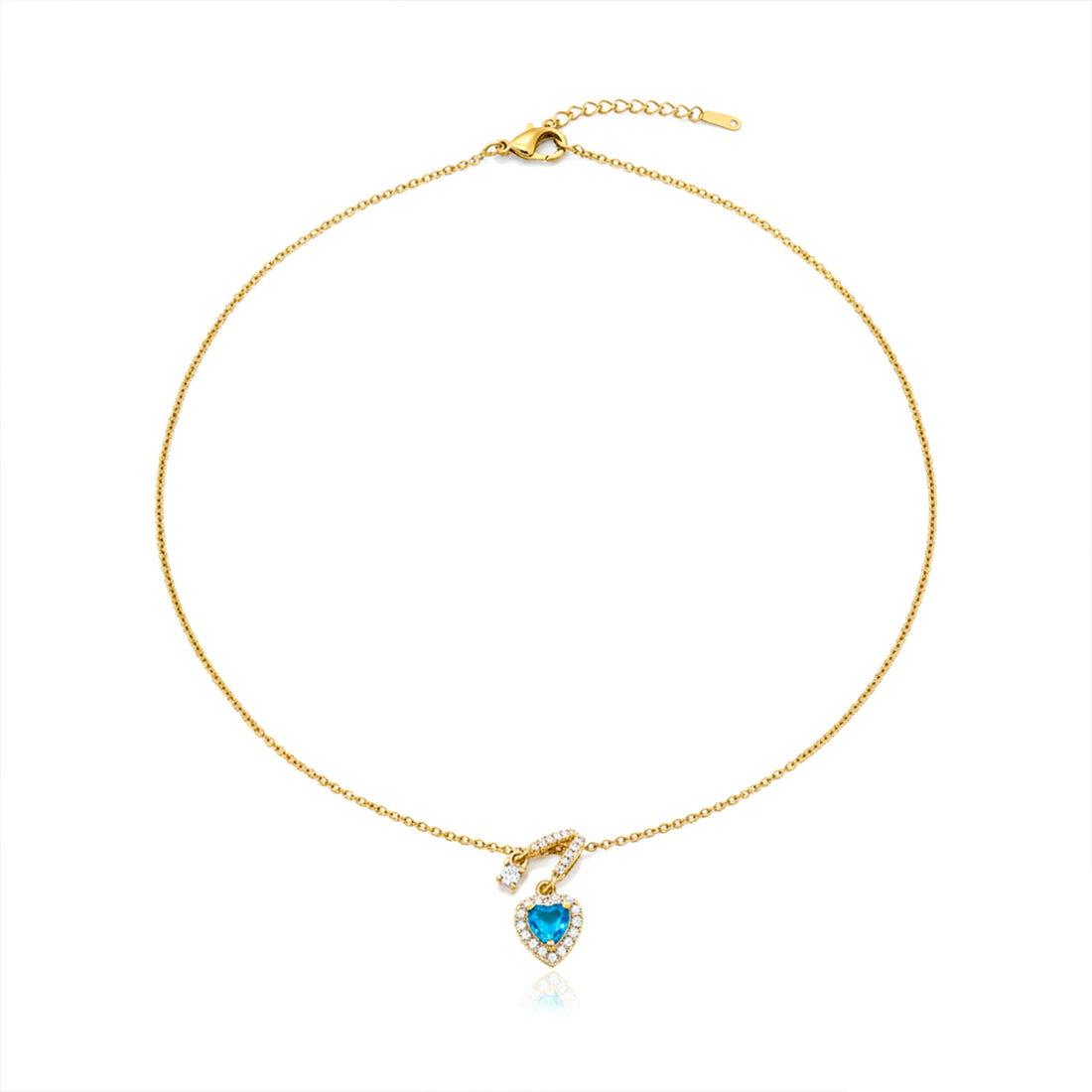 Women Necklace Blue Heart Drop Gold jewellery - Finora Jewels