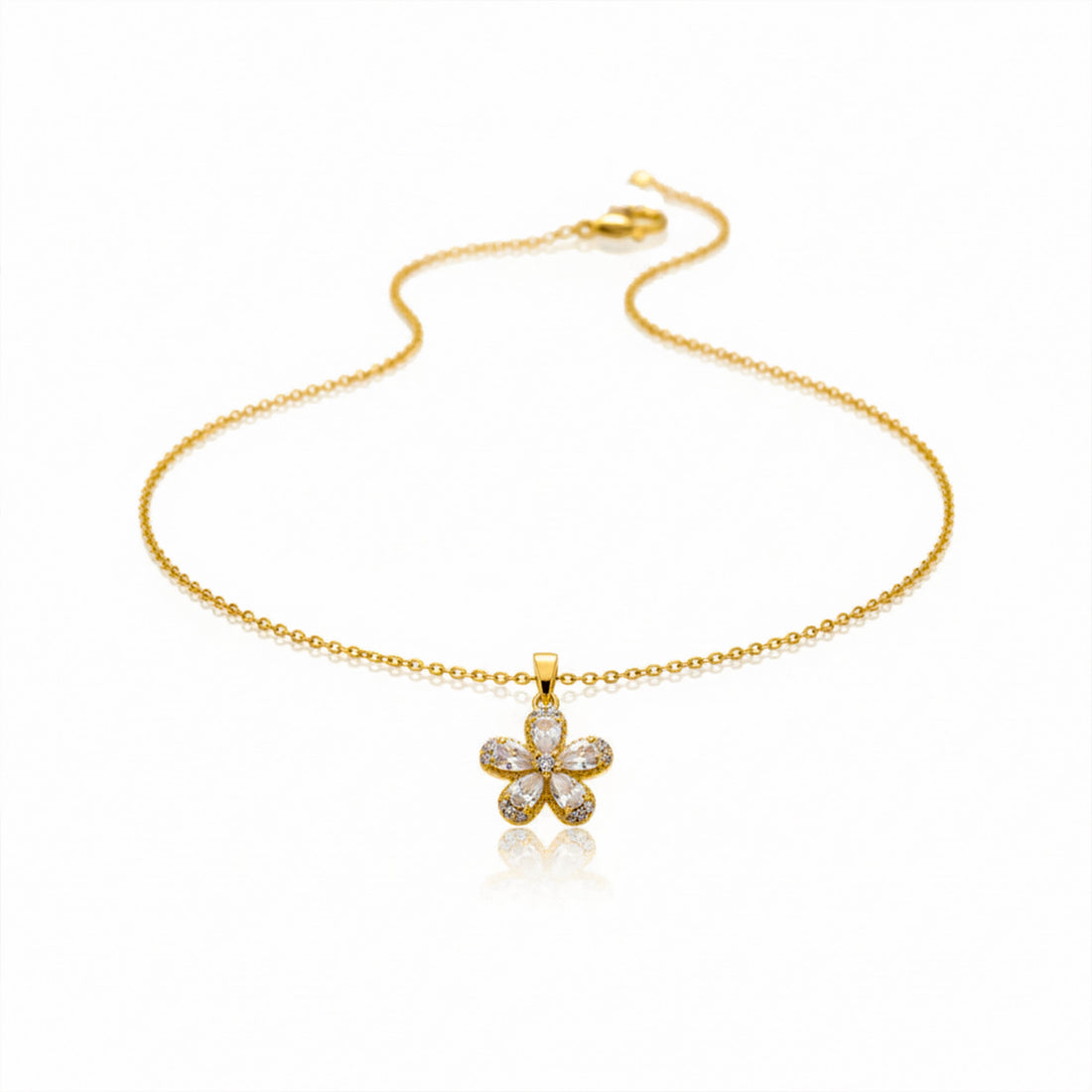 Women Necklace Dainty Crystal Flower Gold jewellery - Finora Jewels