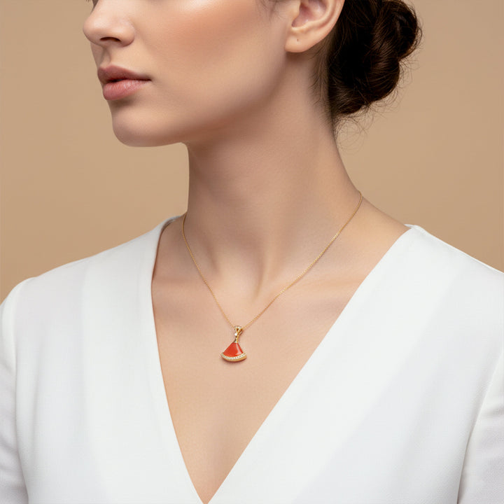 Gold-Toned Amber Locket Link Set GWN -159