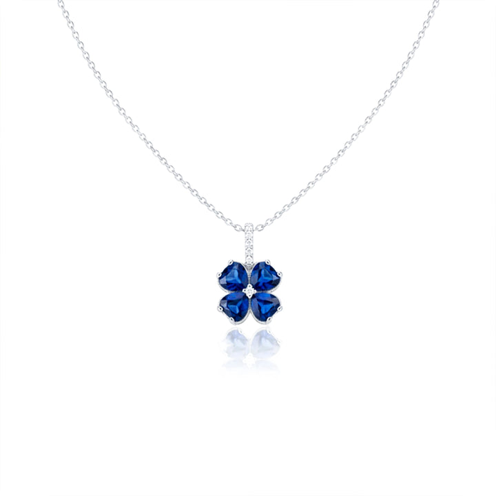 Petite Silver and Sapphire Blue Women Neckless GWN -162