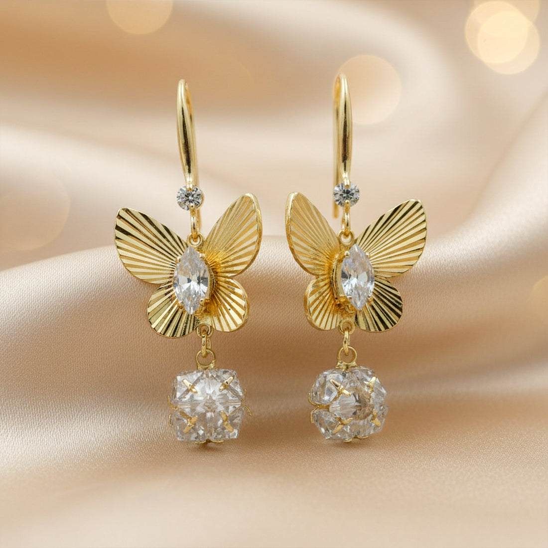 Gold Butterfly Drop Drop Earrings for women - Finora Jewels