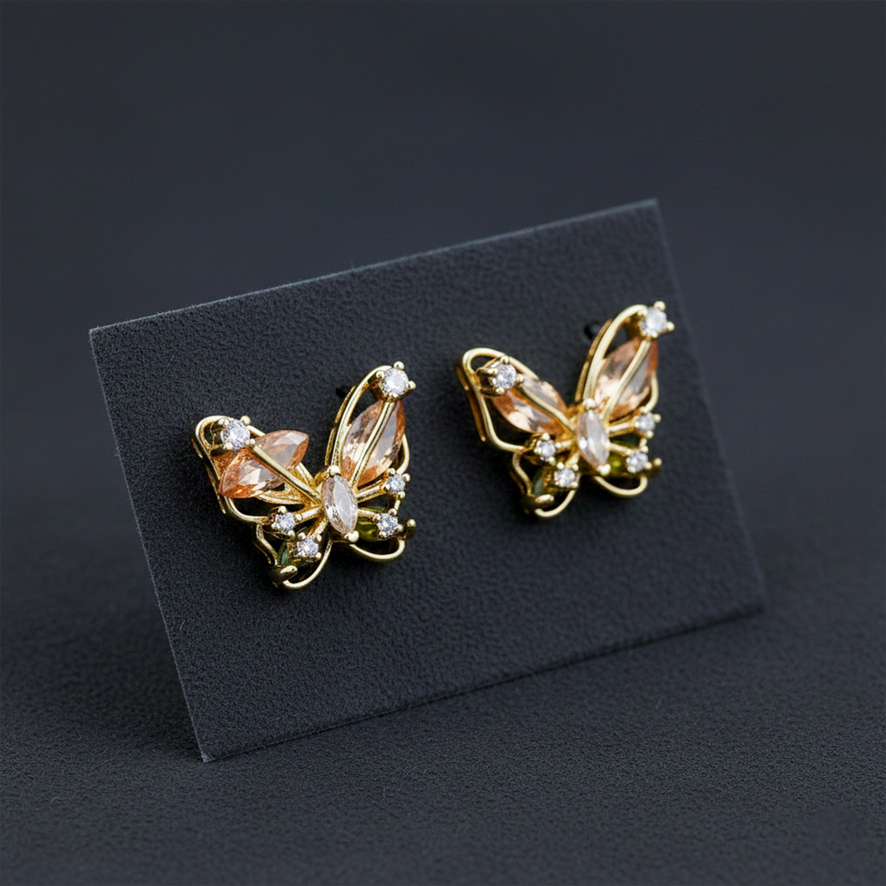 Elegant Butterfly Crystal Stud Stud Earrings for women in Gold - Finora Jewels
