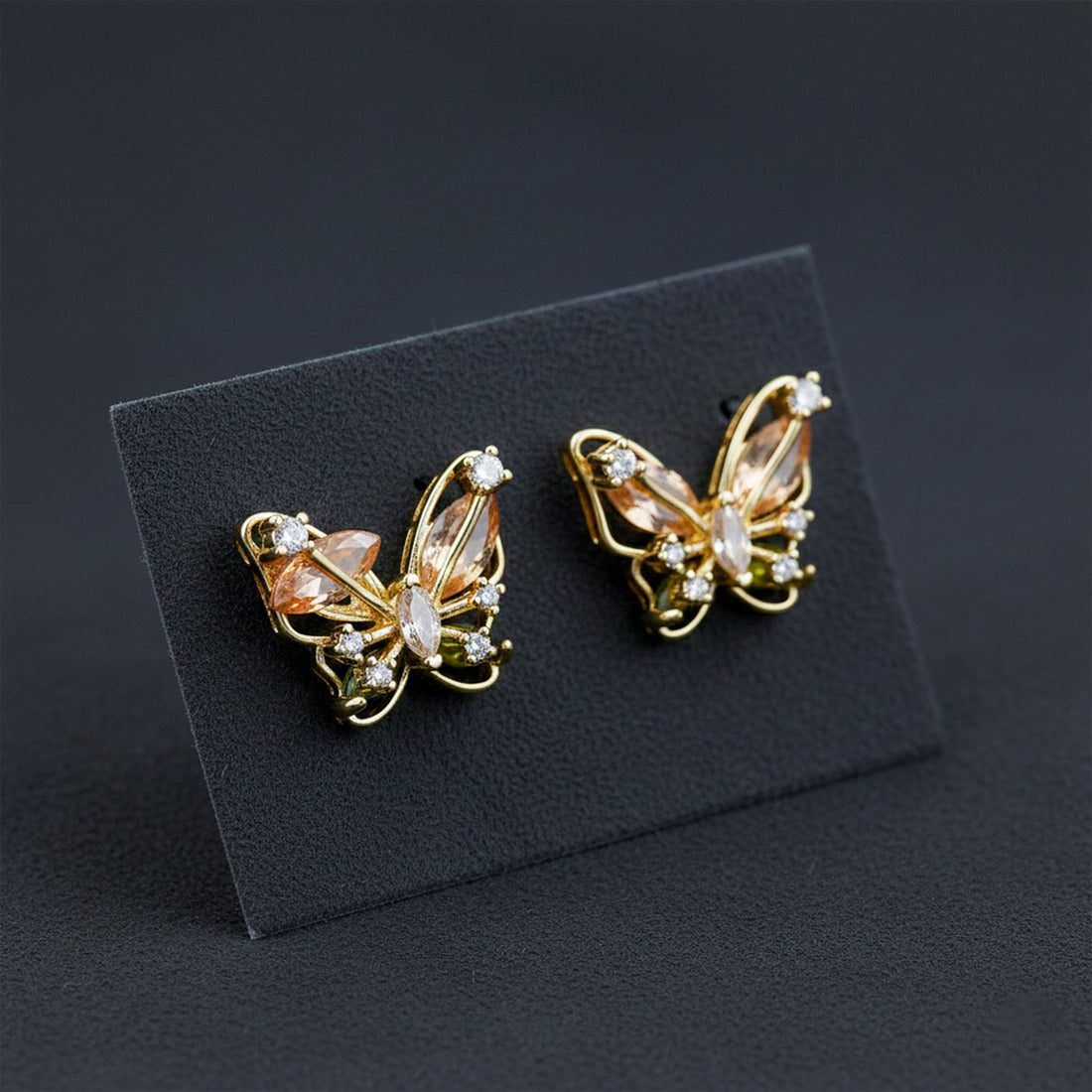 Elegant Butterfly Crystal Stud Stud Earrings for women in Gold - Finora Jewels