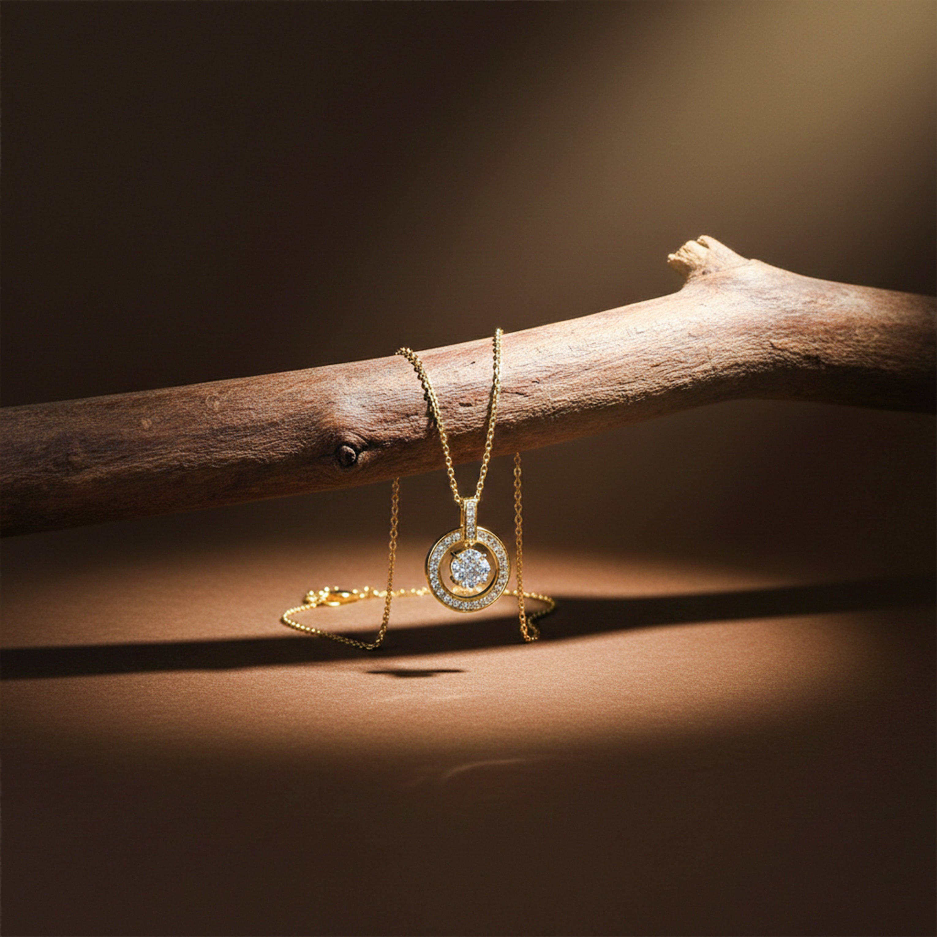 Classic Round Halo CZ Necklace for women in Gold - Finora Jewels