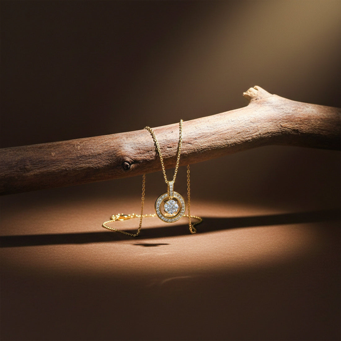Classic Round Halo CZ Necklace for women in Gold - Finora Jewels