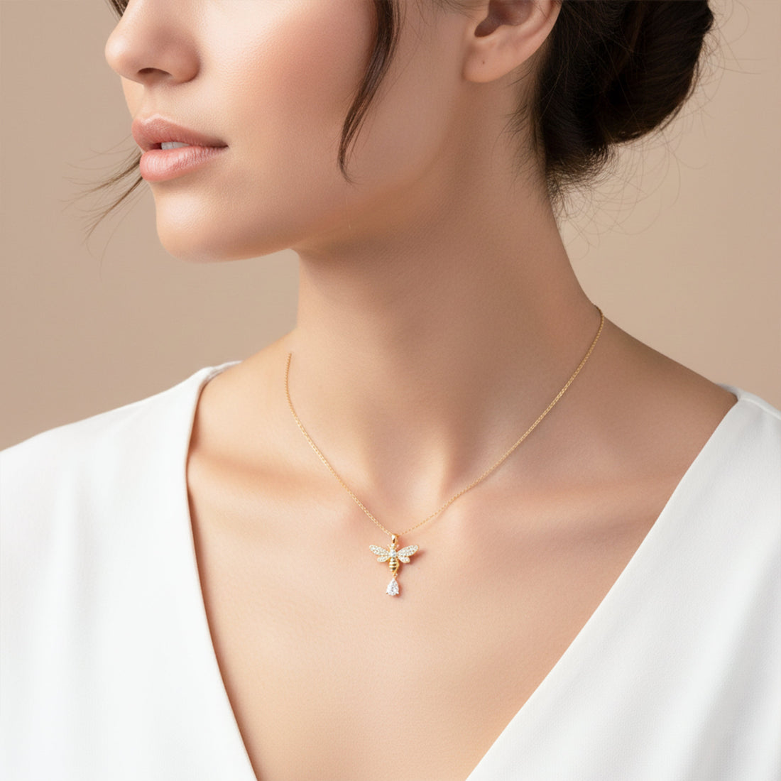 Dangle Zirconia Stone Locket Link Set GWN -147
