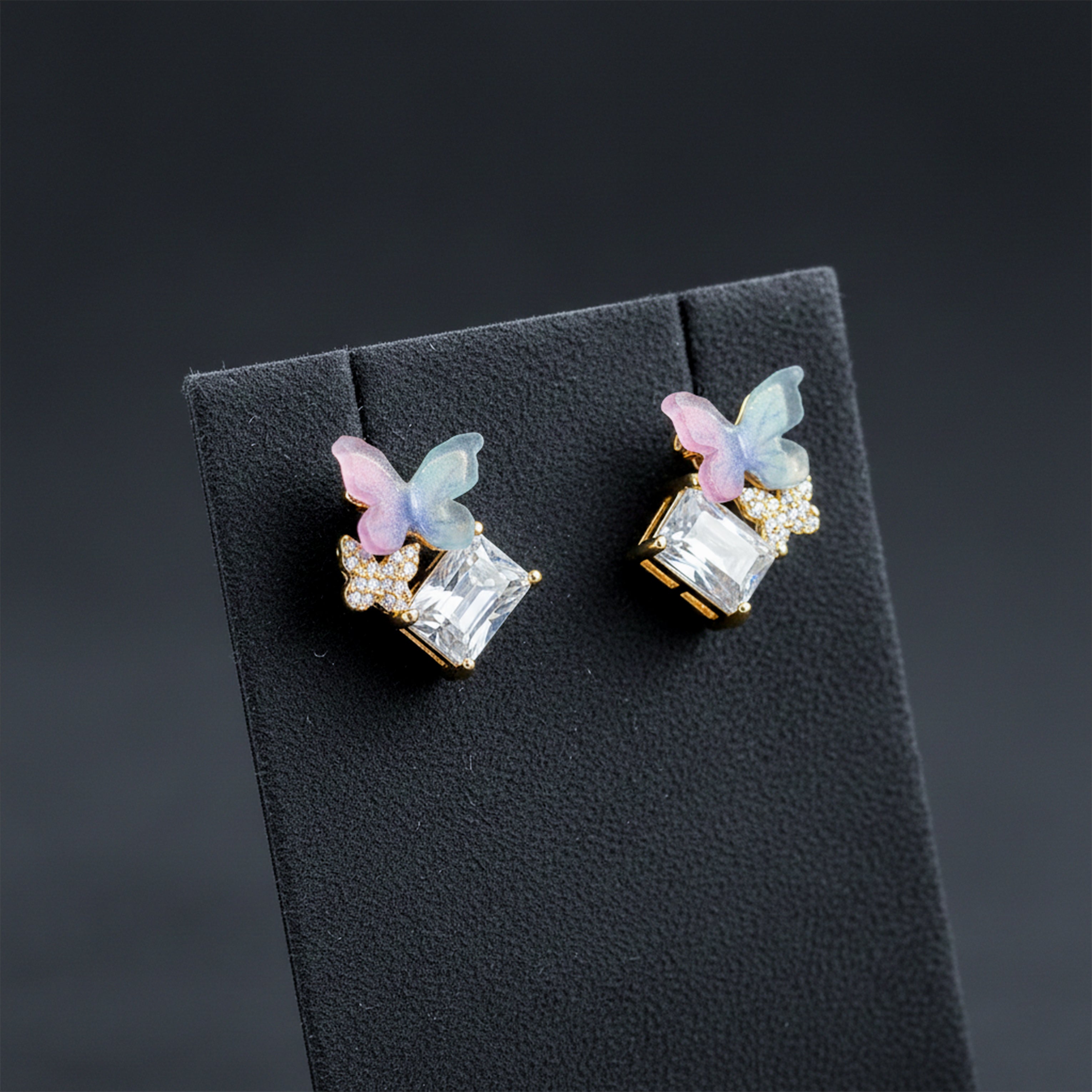 Papillon Cubic Zirconia Post Ear Studs GWE -128