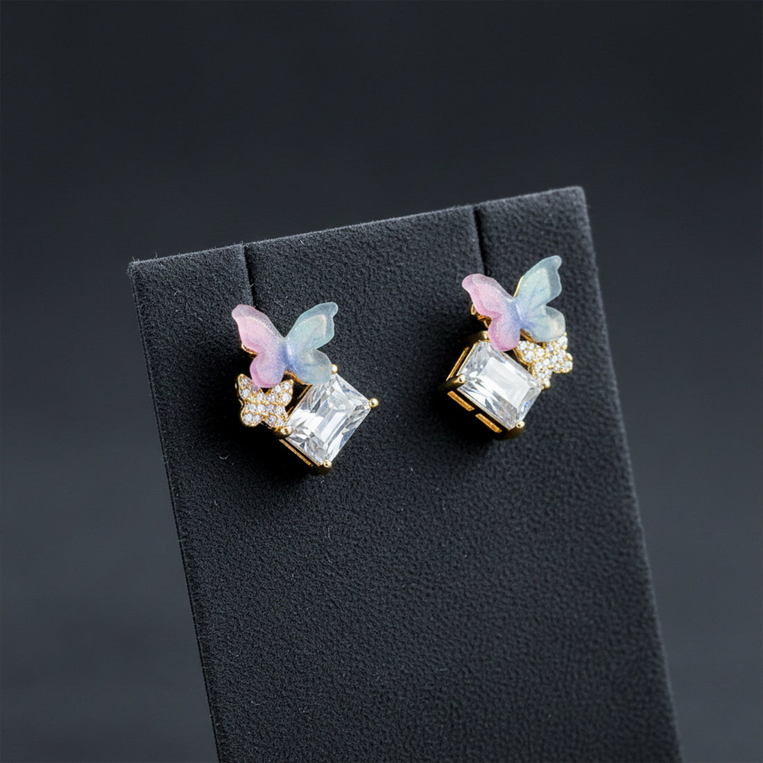 Papillon Cubic Zirconia Post Ear Studs GWE -128