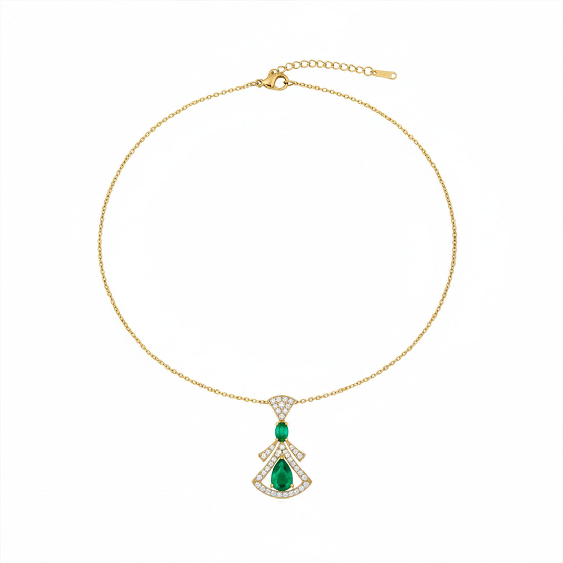 Gold Emerald Drop Designer Necklace for women - Finora Jewels