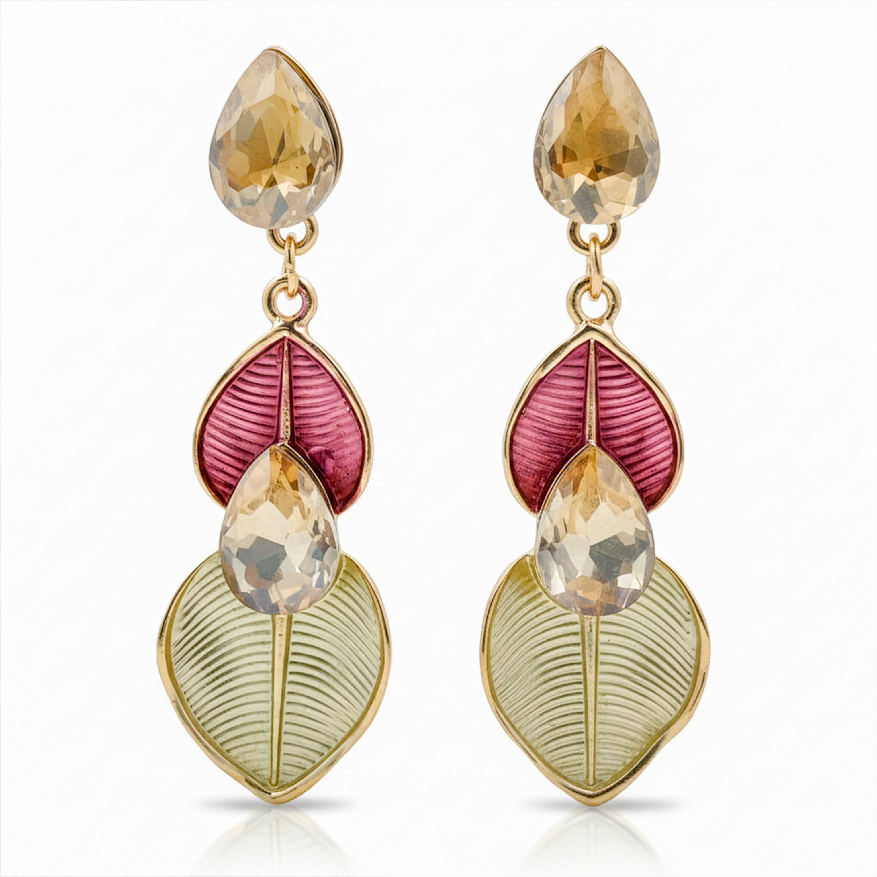 Elegant Leaf Drop Earrings for women in Gold - Finora Jewels