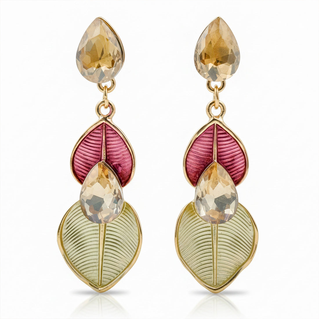 Elegant Leaf Drop Earrings for women in Gold - Finora Jewels