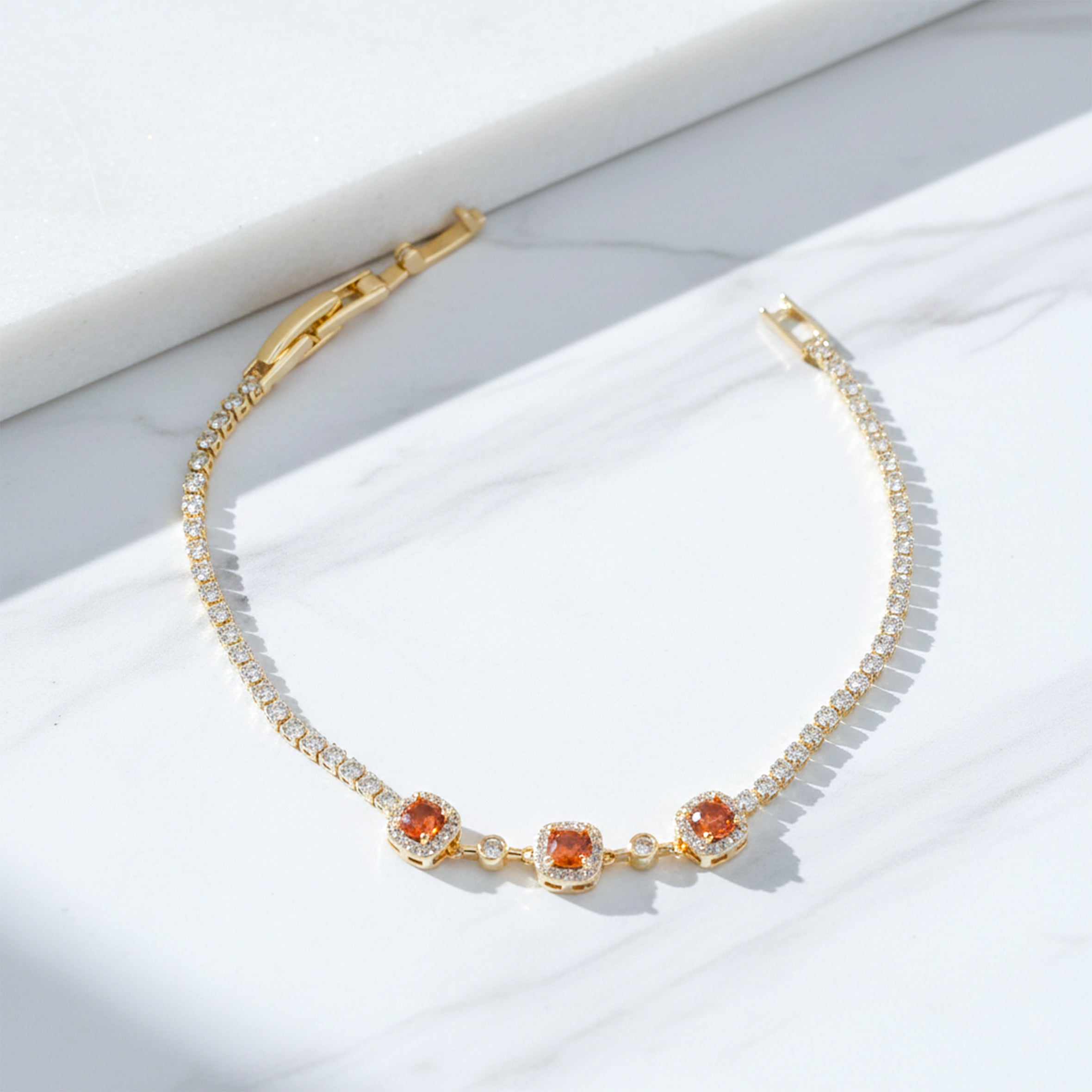 Amber Encircled Cubic Zirconia Line Kangan GWB -94