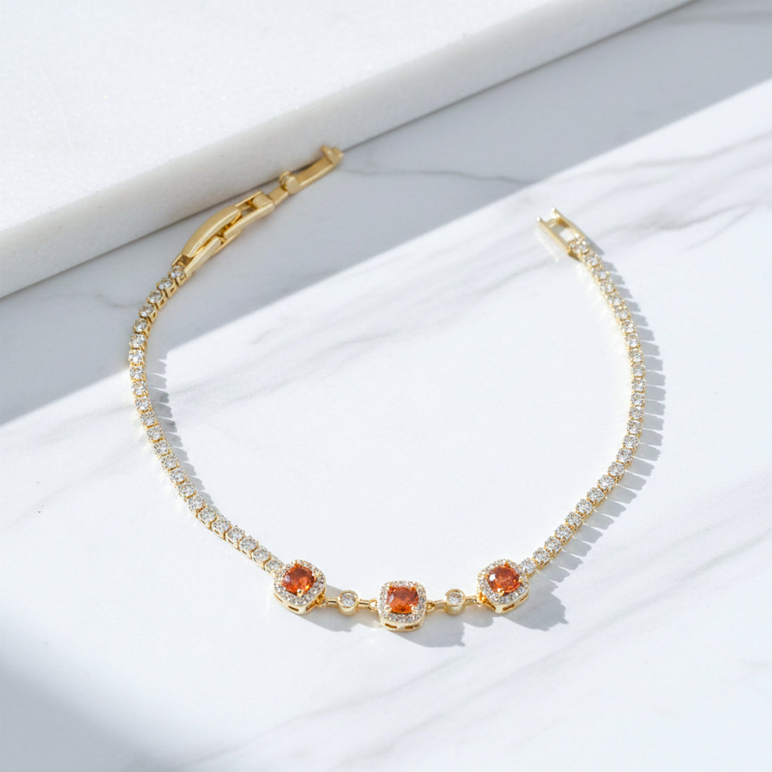 Amber Encircled Cubic Zirconia Line Kangan GWB -94