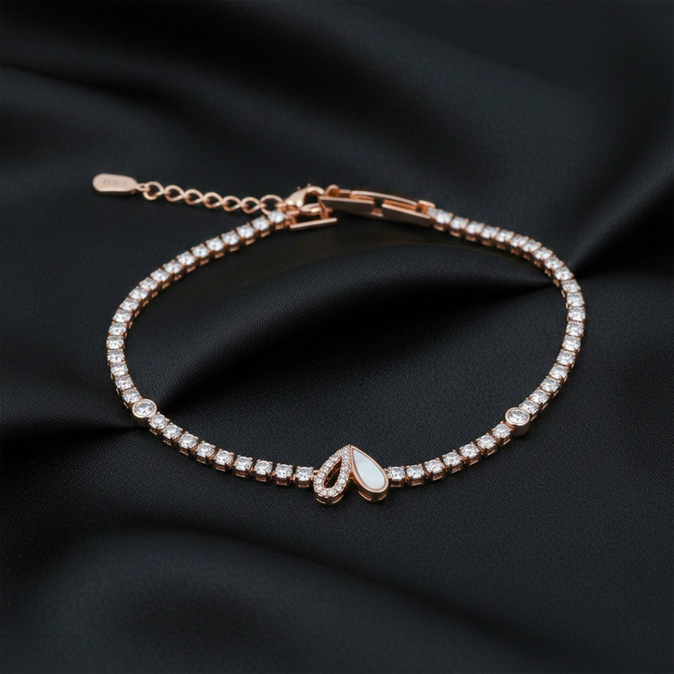 Pearl Drop Tennis Bracelet for women in Rose Gold - Finora Jewels