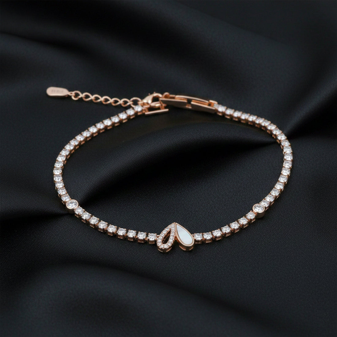 Pearl Drop Tennis Bracelet for women in Rose Gold - Finora Jewels